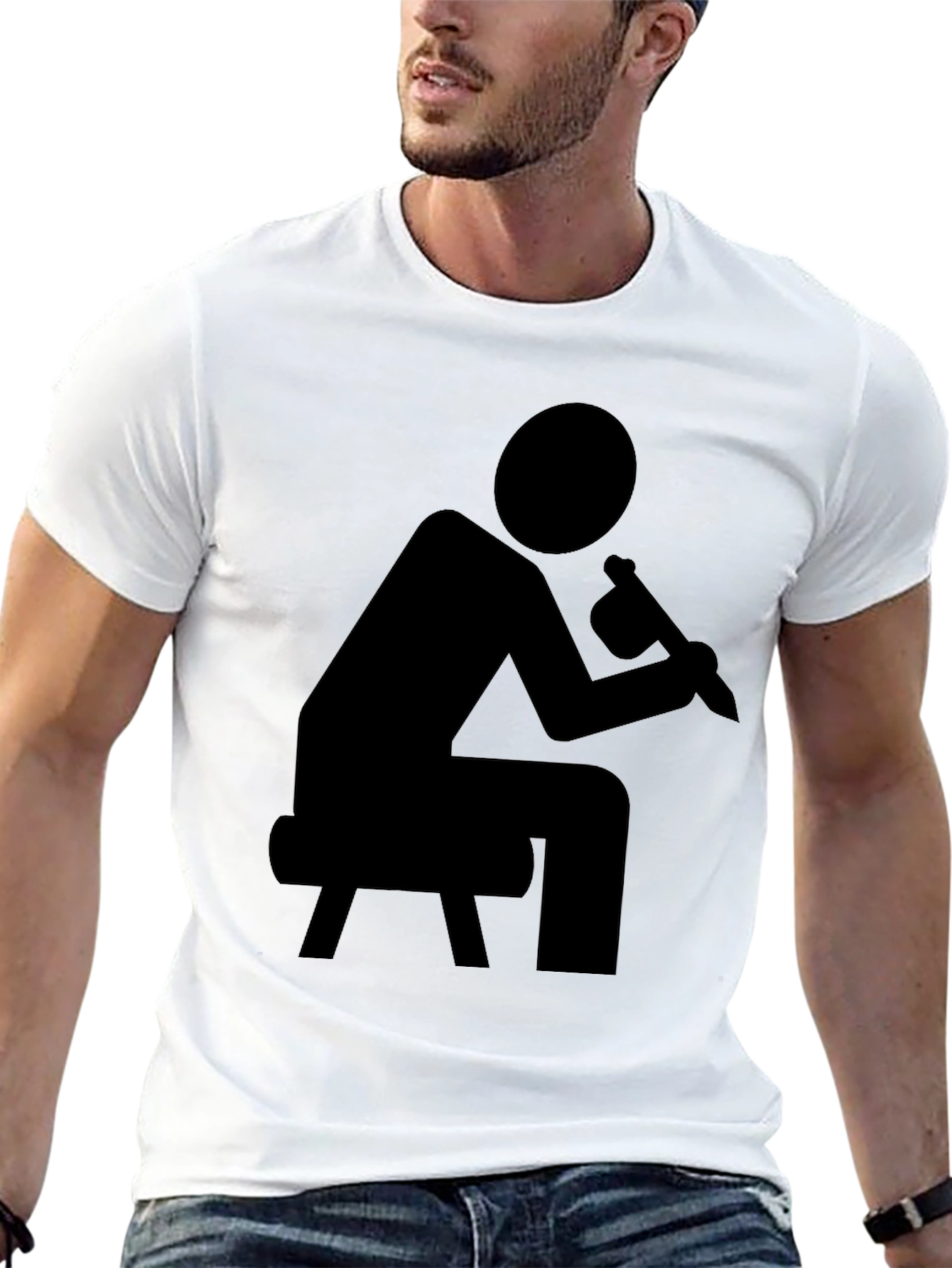 Black Painter Pictogram Graphic Tee - Black Unisex Shirt view 13