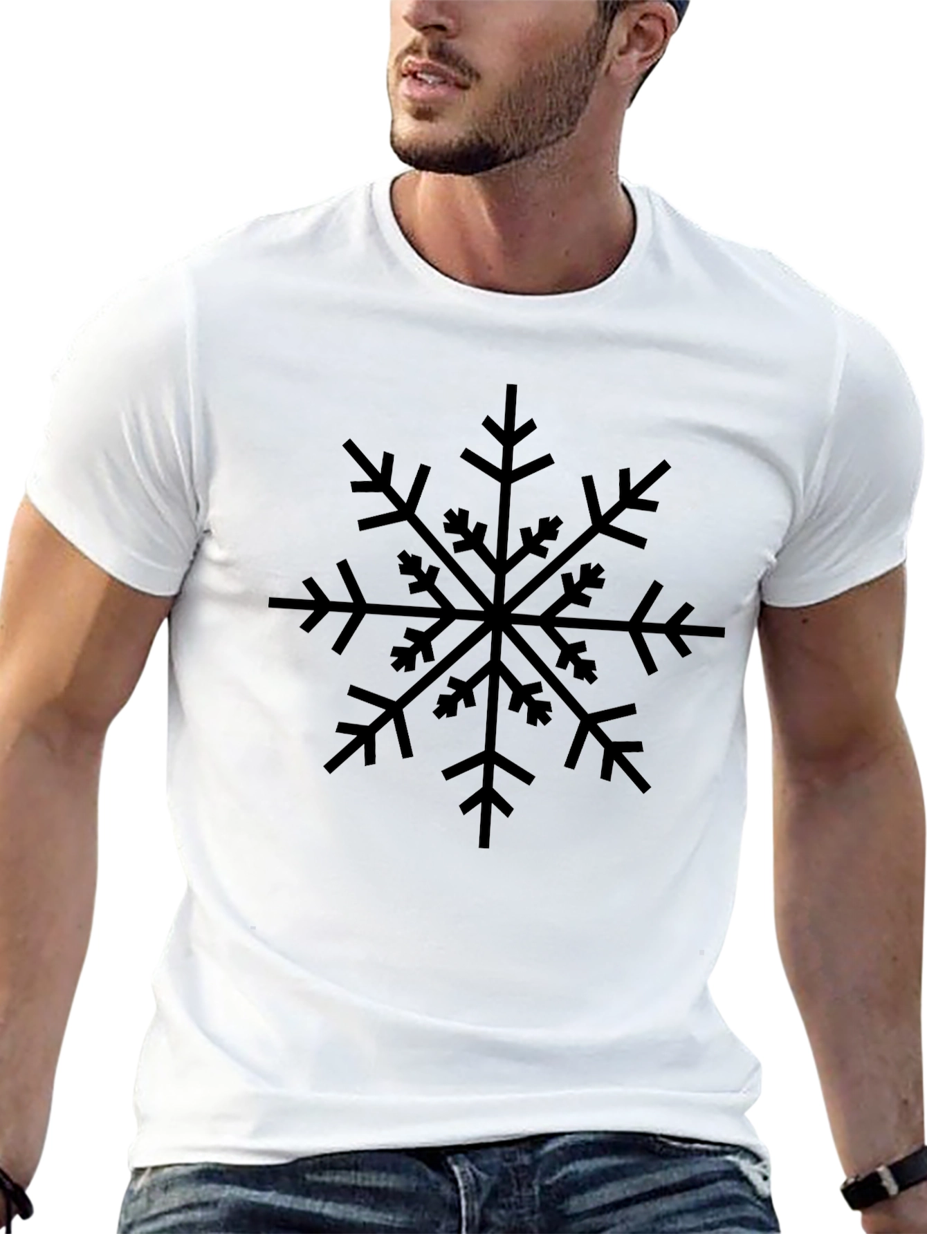 Black Black Snowflake Graphic Tee - Men's Casual Shirt view 13