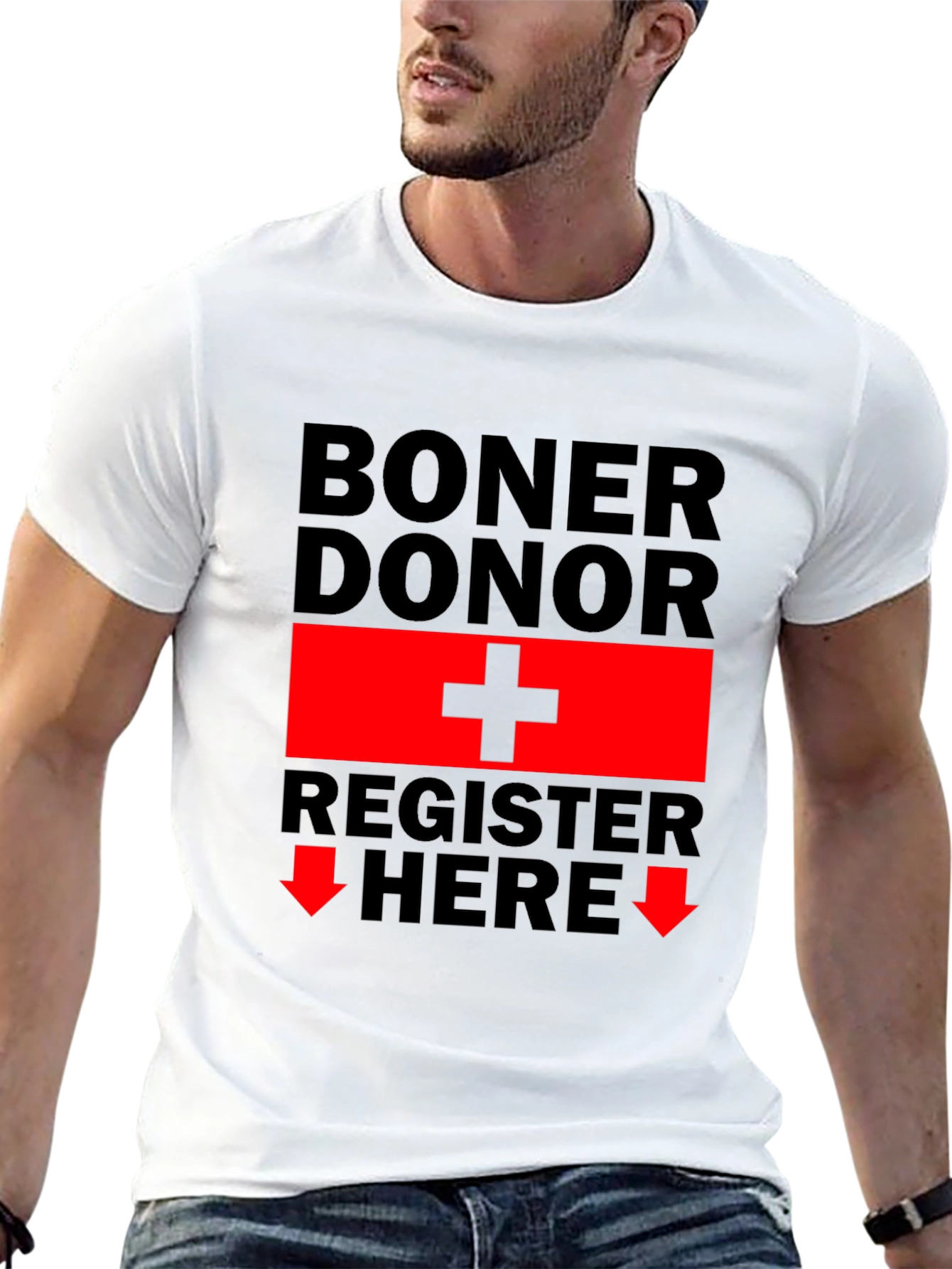 Black Boner Donor Register Here Funny Graphic Tee view 13
