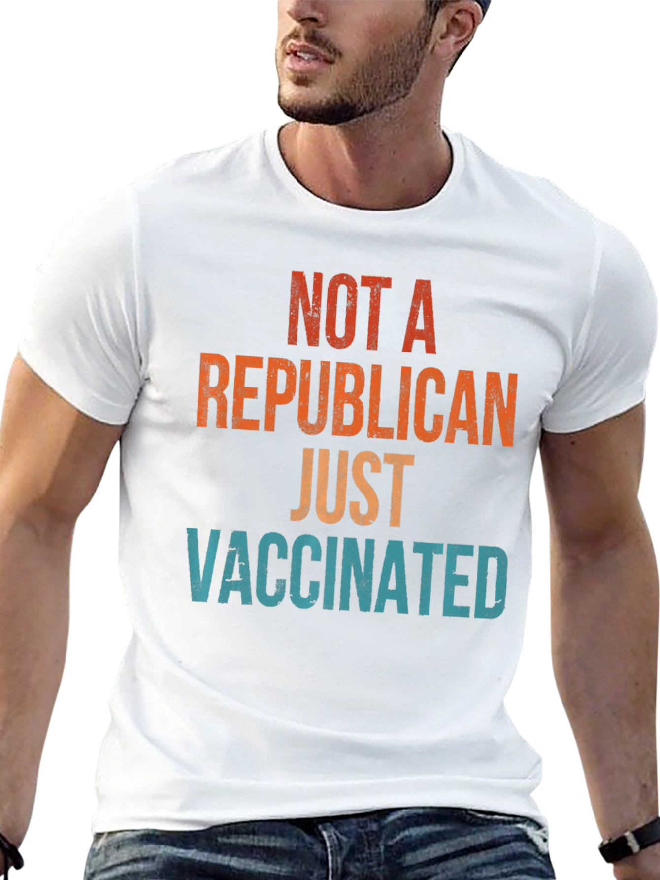 Black Not a Republican Just Vaccinated T-Shirt view 13
