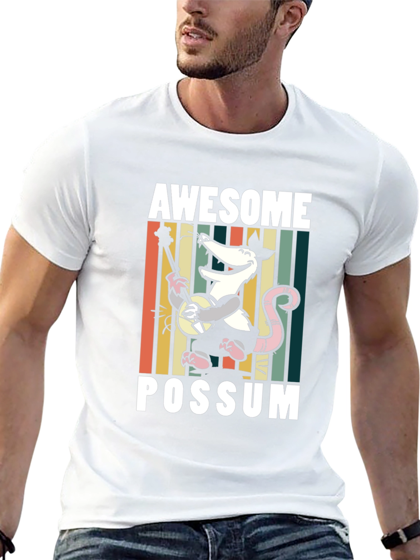 Black Awesome Possum T-Shirt, Banjo Playing Opossum Tee view 13