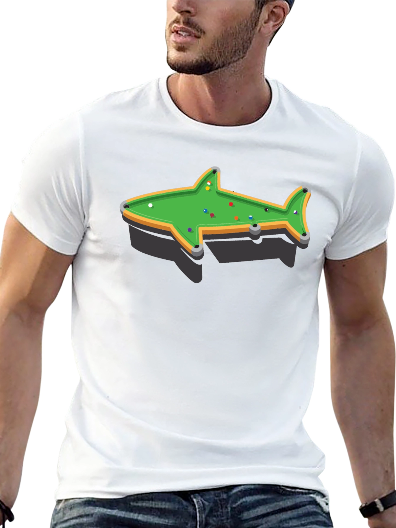 Black Shark Pool Table Graphic Tee - Unique Billiards Shirt view 13