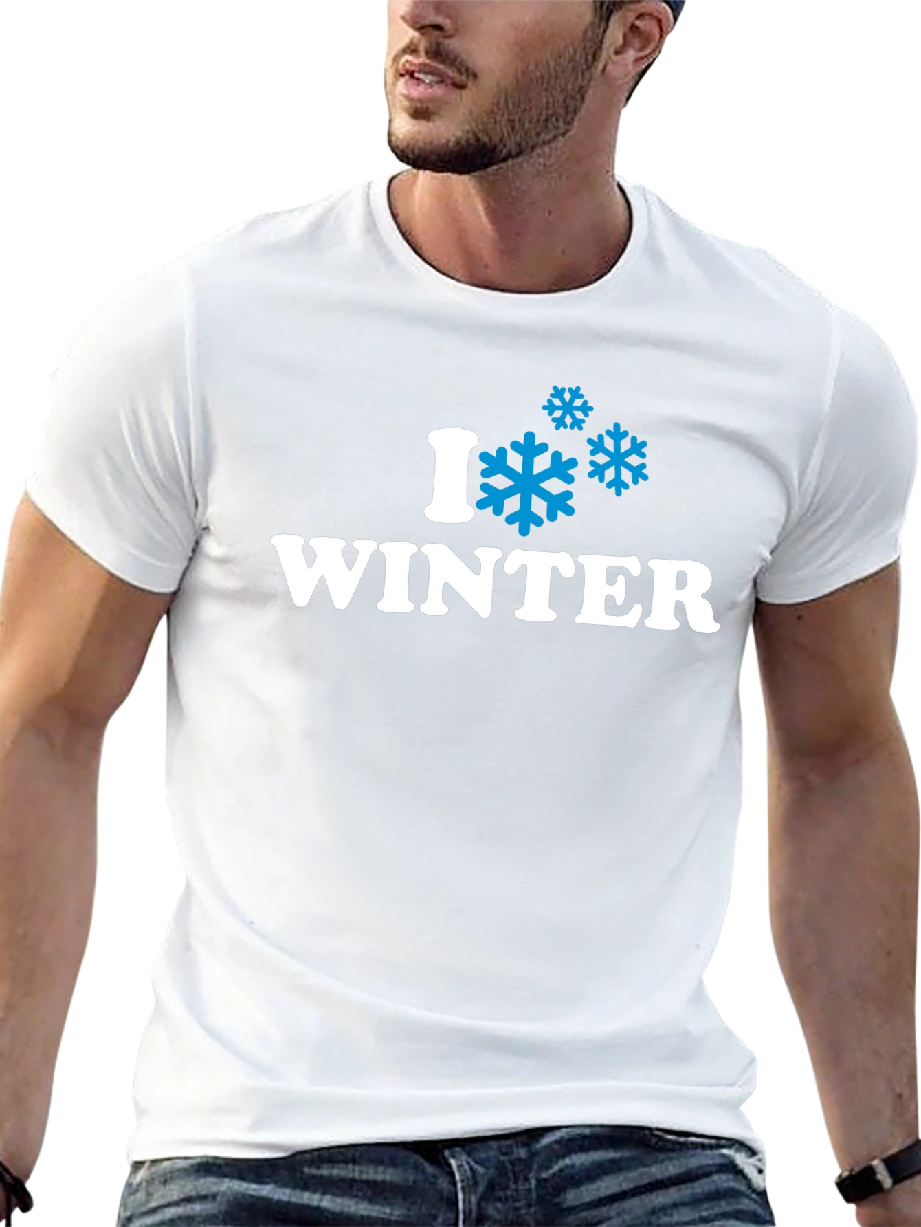 Black I Love Winter Snowflake T-Shirt - Black Cotton Blend view 13