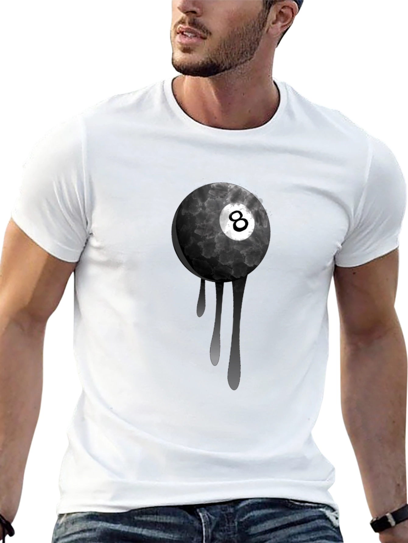 Black 8 Ball Drip Graphic Tee - Stylish Men's T-Shirt view 13