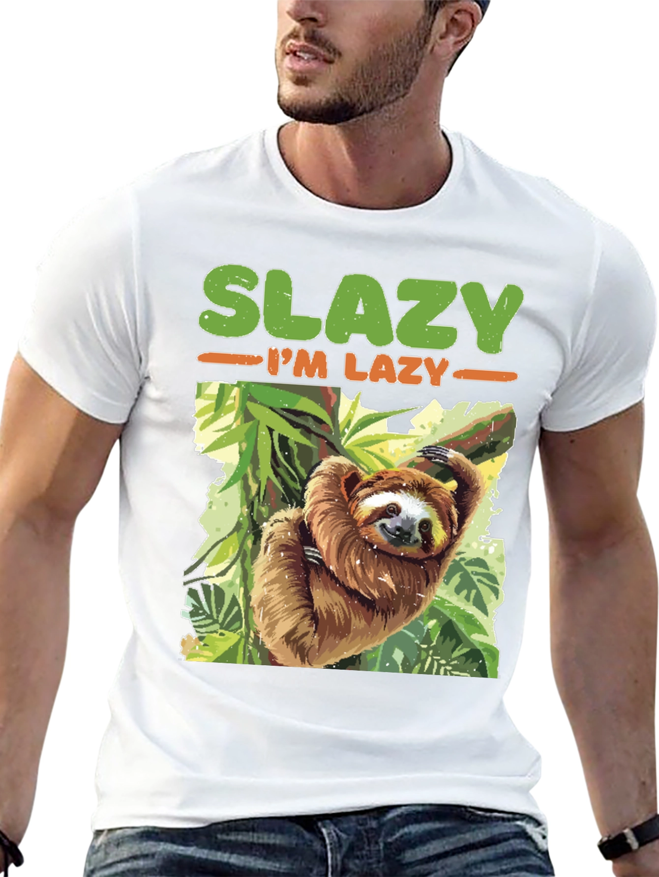 Black Slazy I'm Lazy Sloth T-Shirt view 13
