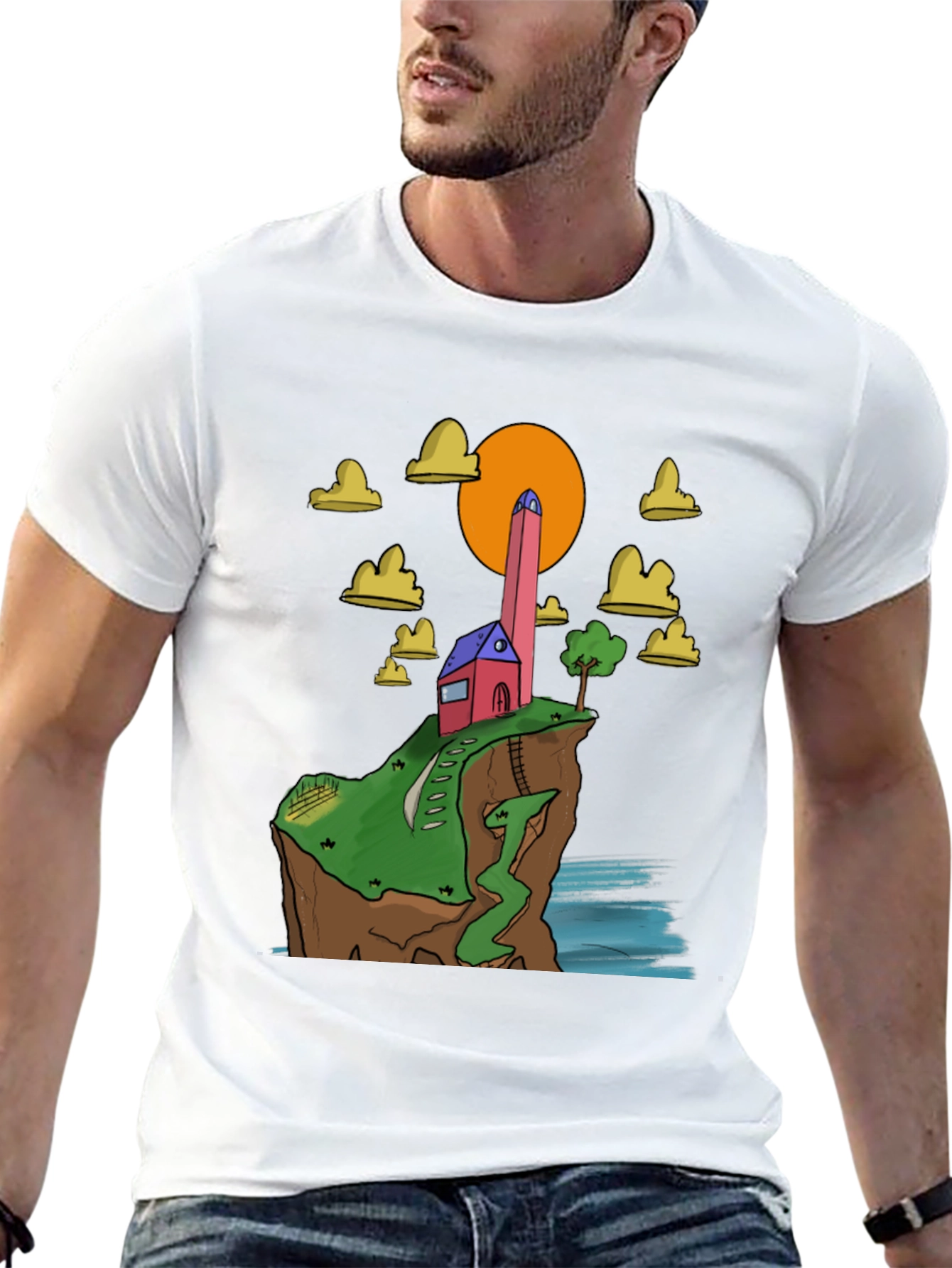Black Cliffside Cartoon Tee view 13