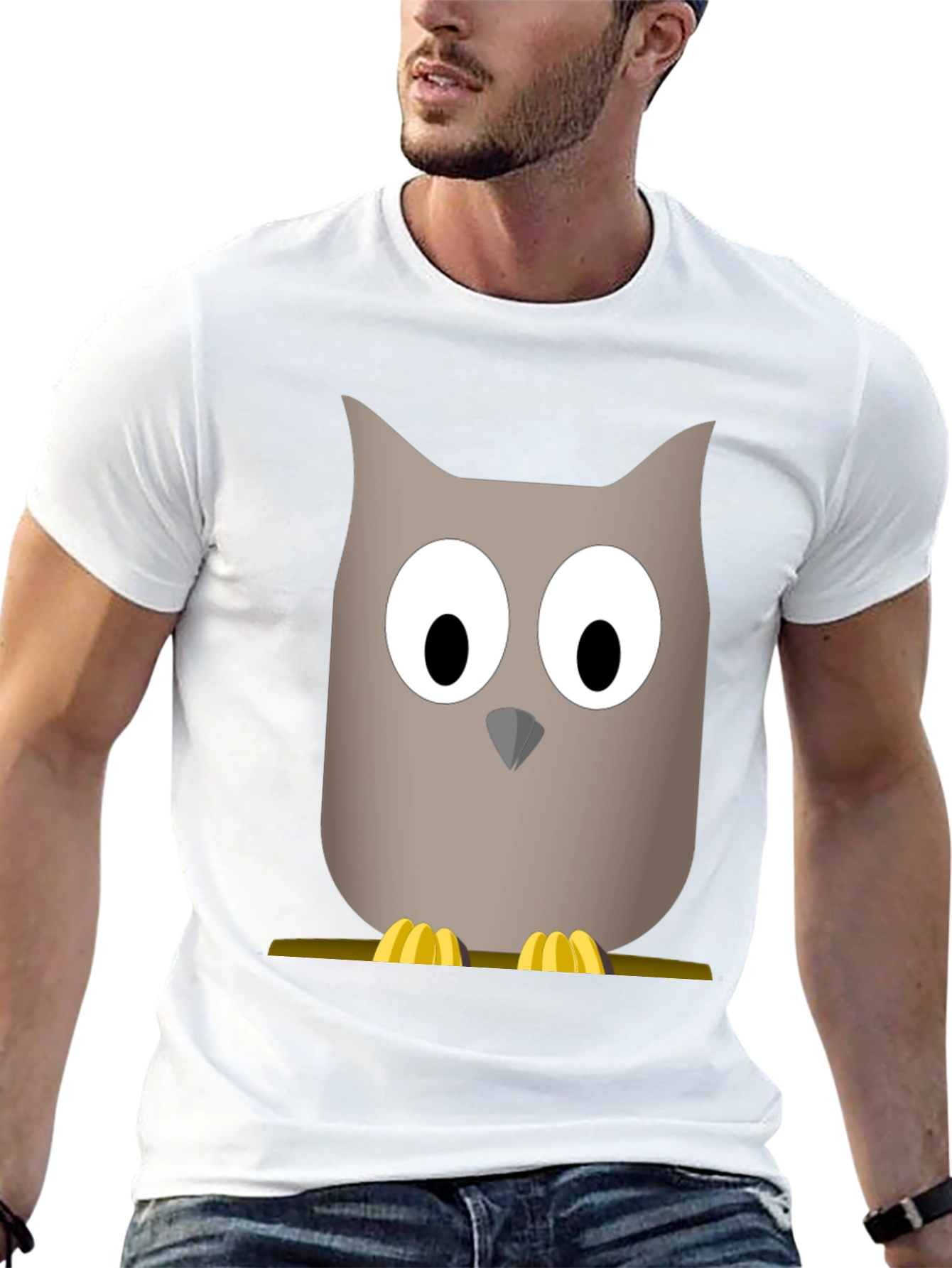 Black Cartoon Owl Graphic Tee - Men's Black T-Shirt view 13