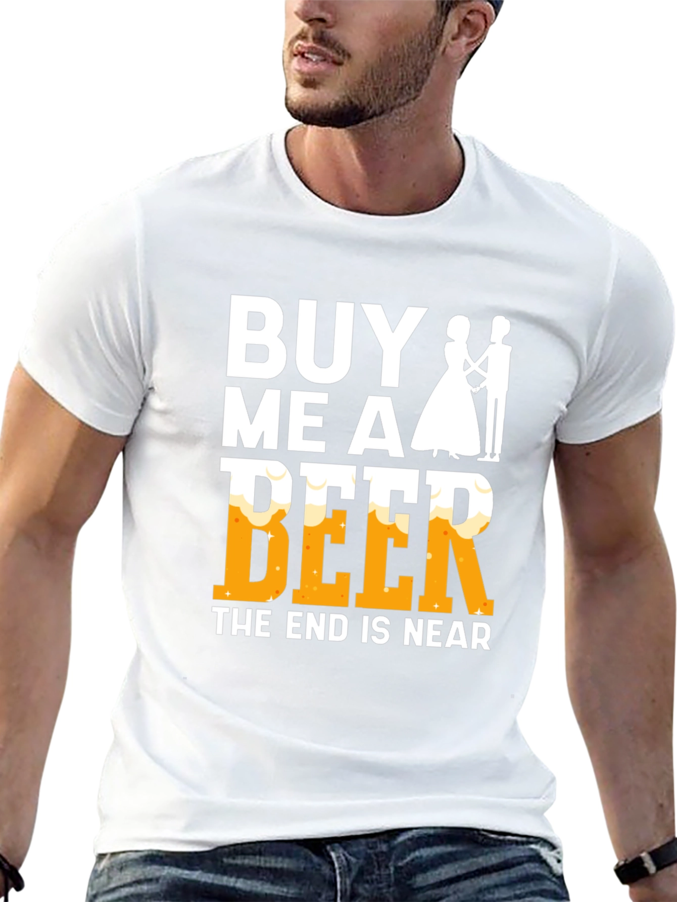 Black Buy Me A Beer - Funny Wedding T-Shirt view 13