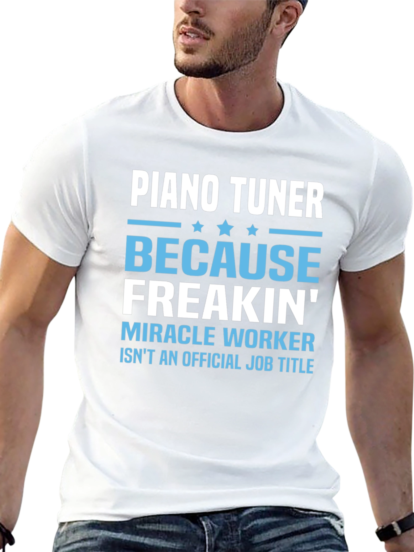 Black Piano Tuner Graphic Tee - Freakin' Miracle Worker Job Title view 13