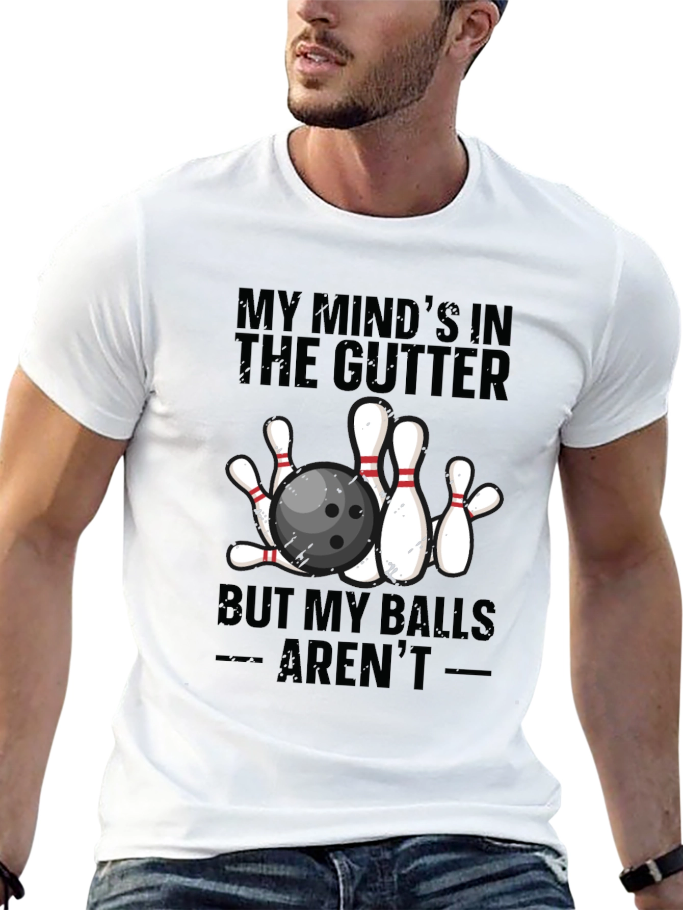 Black Bowling Humor Graphic Tee - Mind in the Gutter view 13