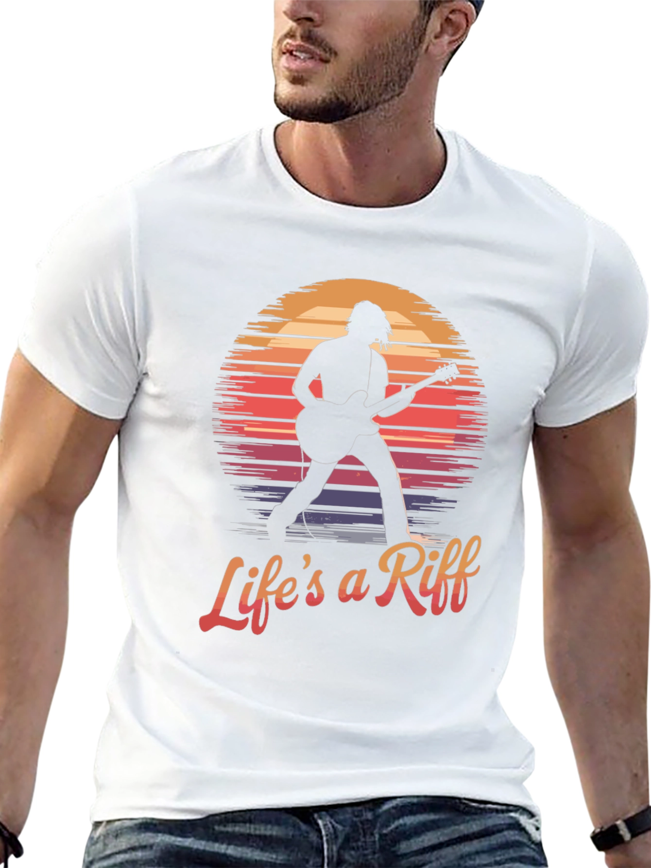 Black Life's a Riff Guitar Player Graphic Tee view 13