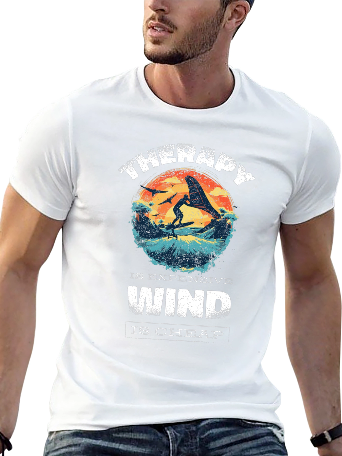 Black Therapy is Expensive Wind is Cheap Graphic T-Shirt view 13