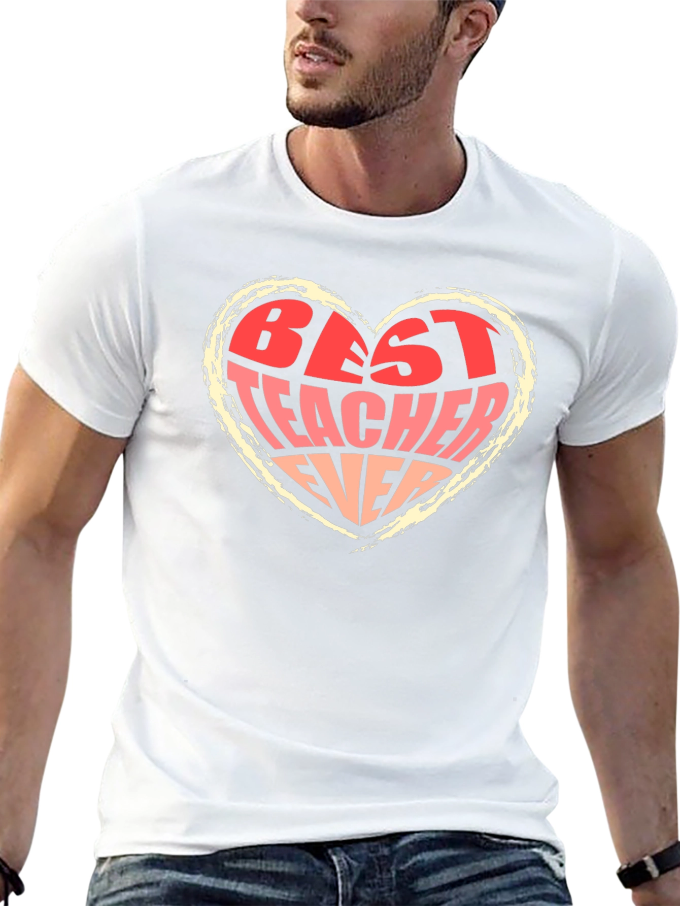 Black Best Teacher Ever Heart Graphic Tee - Black view 13