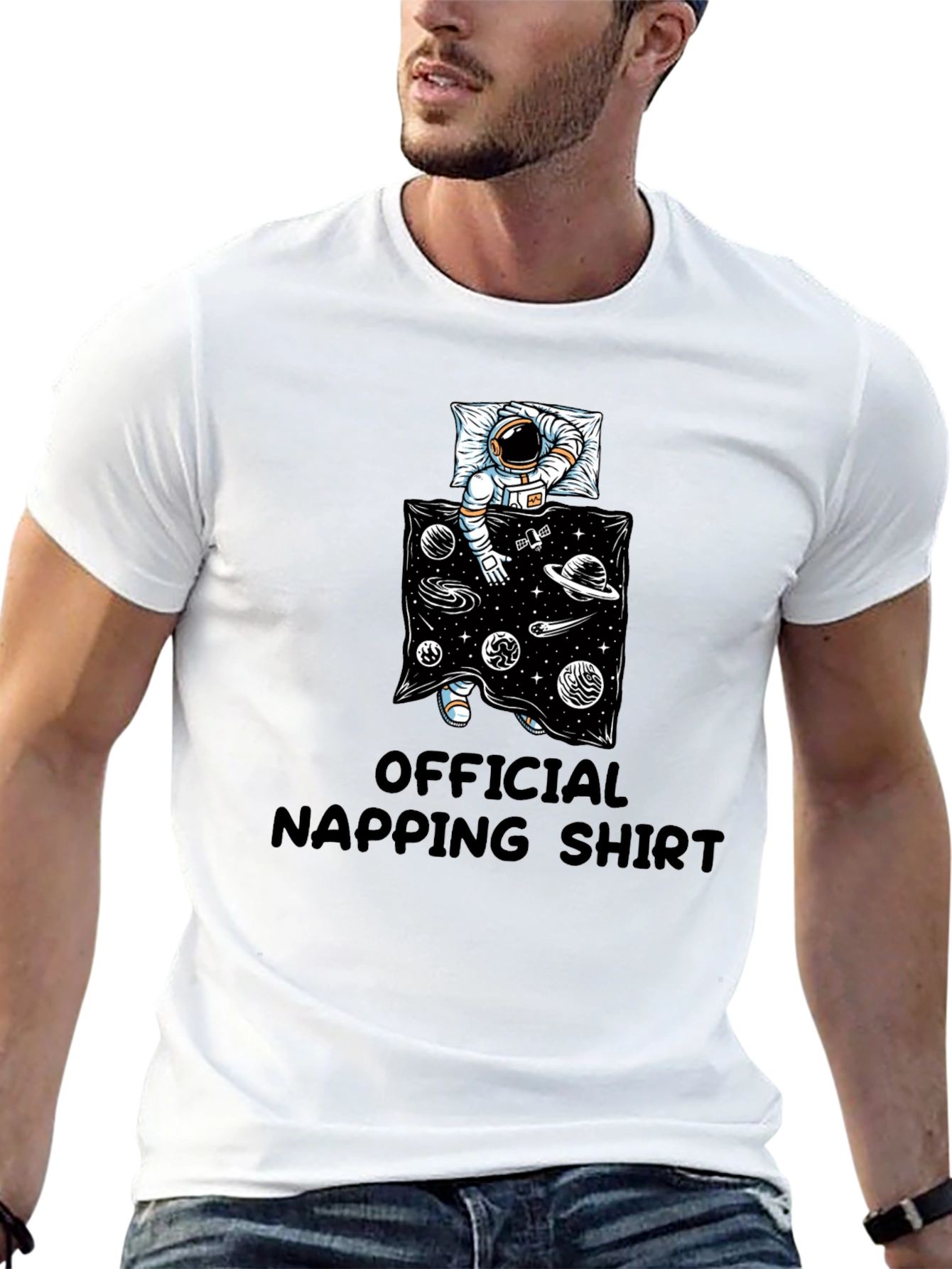 Black Astronaut Napping Shirt - Relax in Style view 13