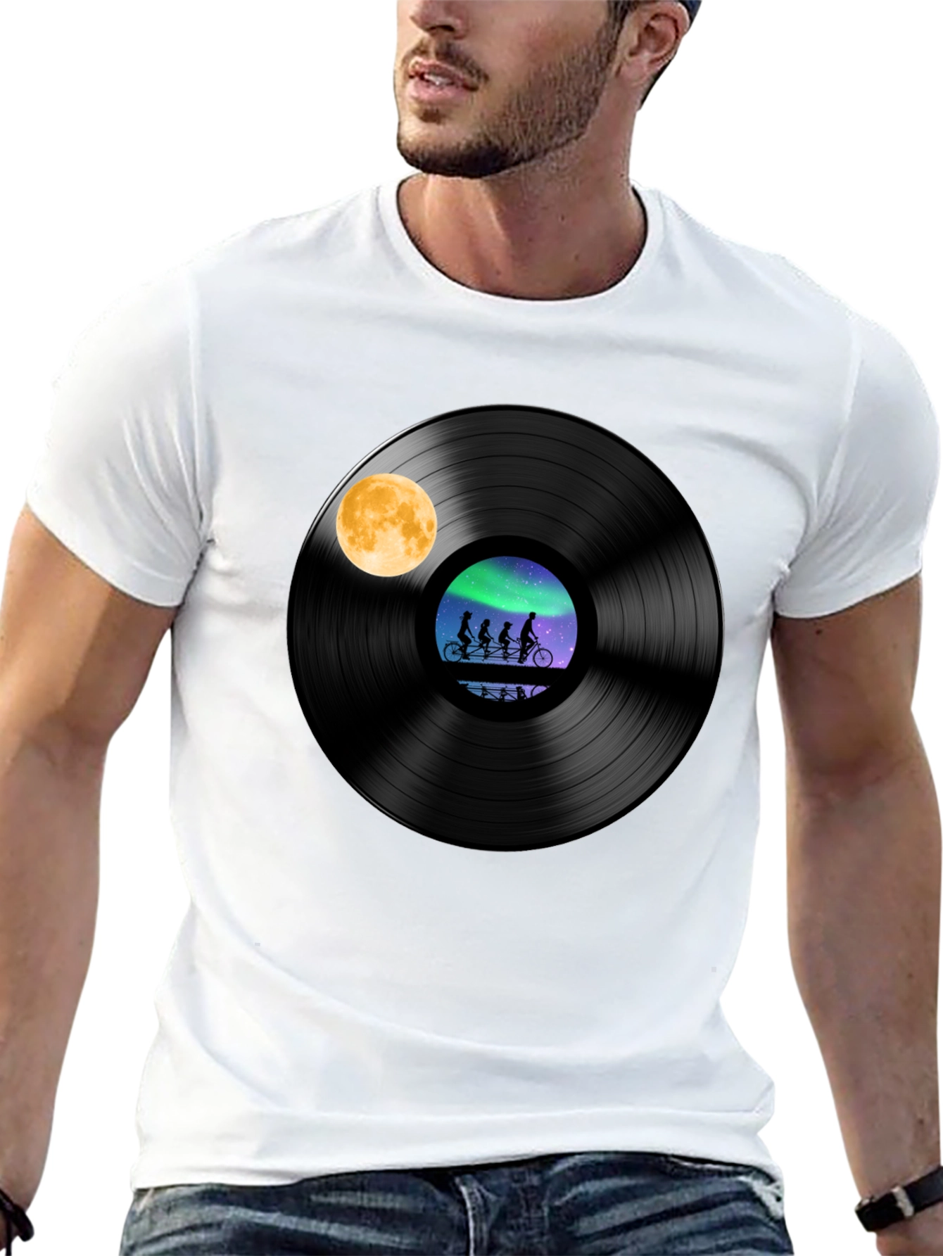 Vinyl Record Bike Ride Graphic Tee - 13