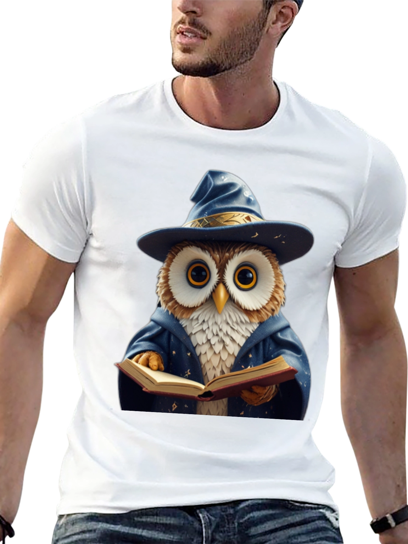 Black Wizard Owl T-Shirt - Funny Bookworm Tee view 13