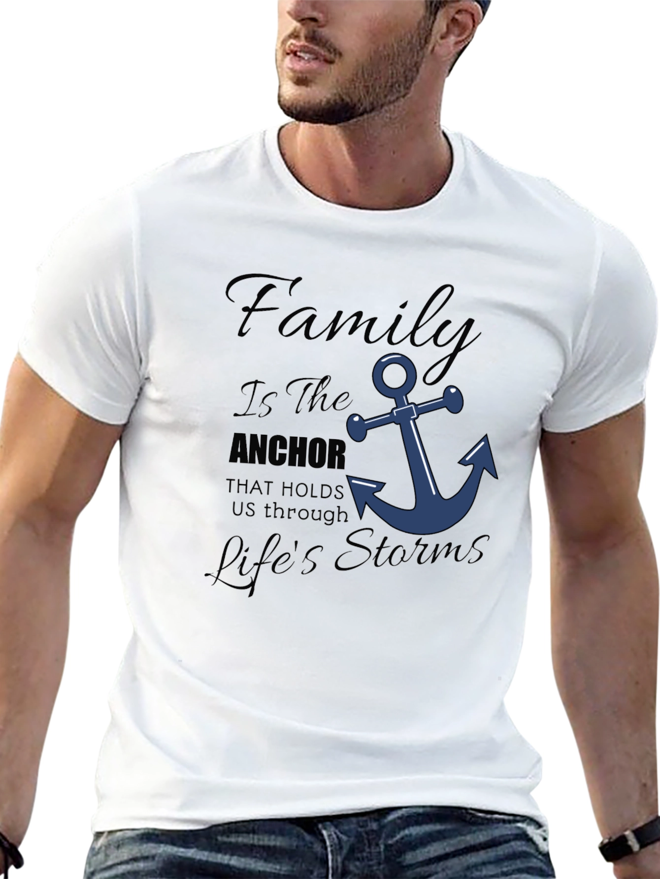 Black Family Anchor T-Shirt - Holds You Through Life's Storms! view 13