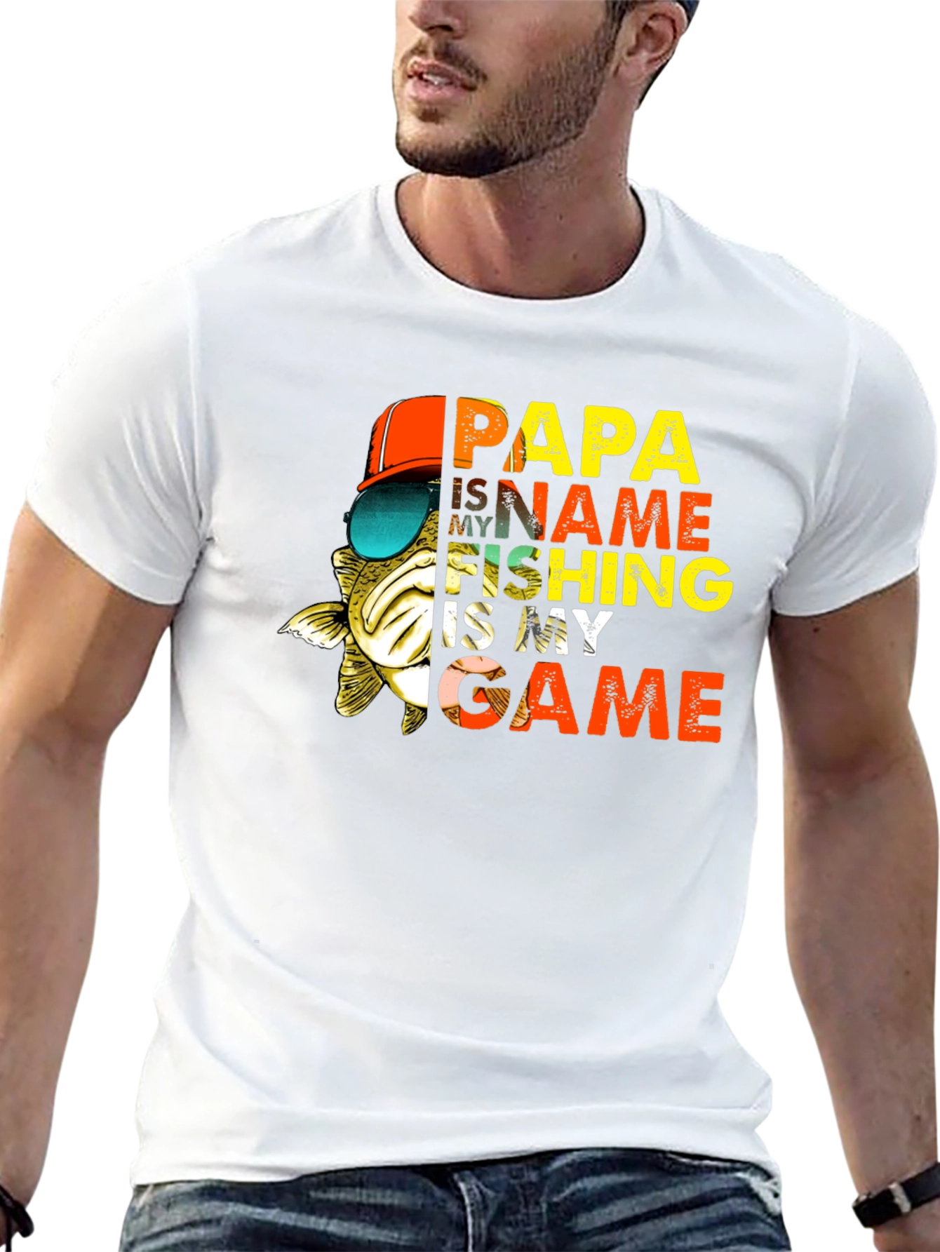 Black Papa Fishing T-Shirt - Name is My Game view 13