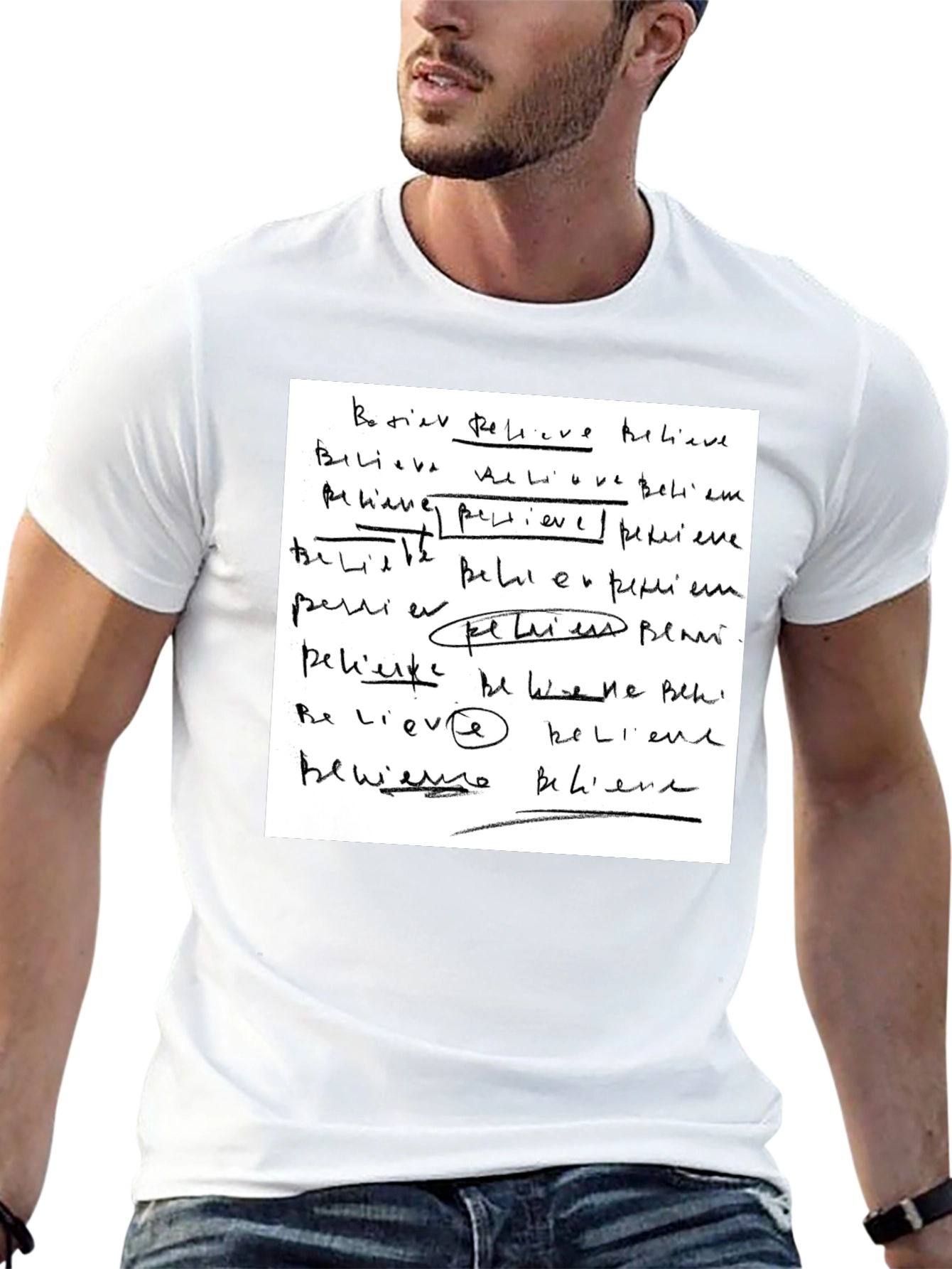 Black Believe Handwriting Graphic T-Shirt view 13