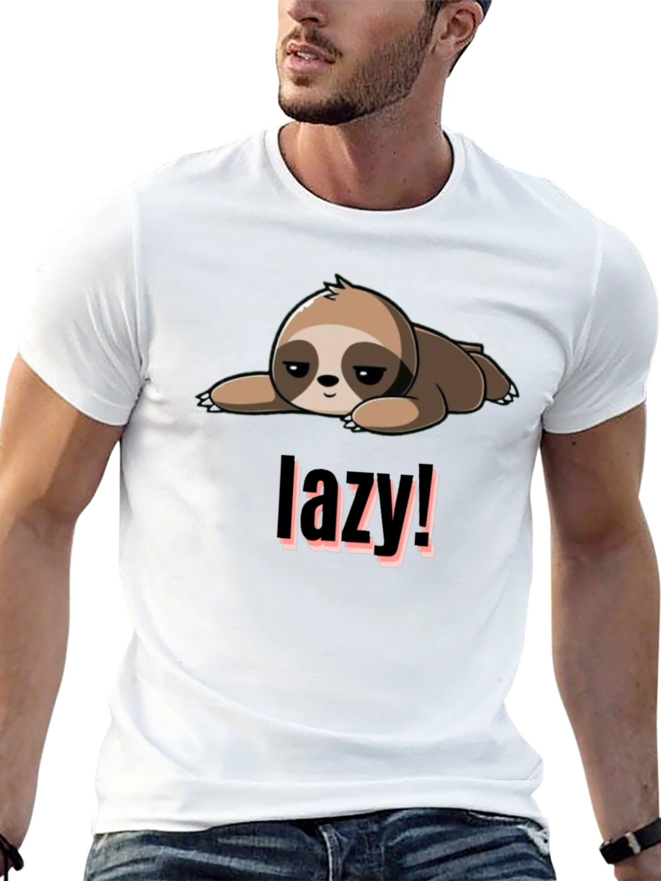 Black Lazy Sloth Graphic Tee - Black Cotton Blend view 13