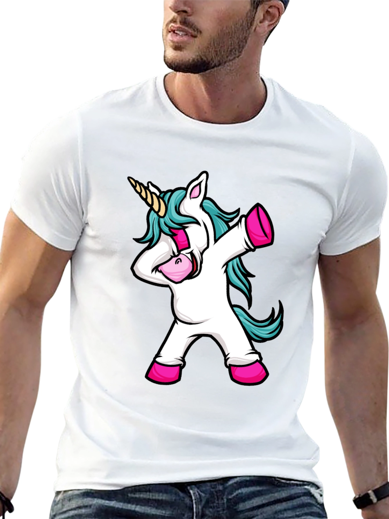 Black Dabbing Unicorn Black Graphic Tee view 13