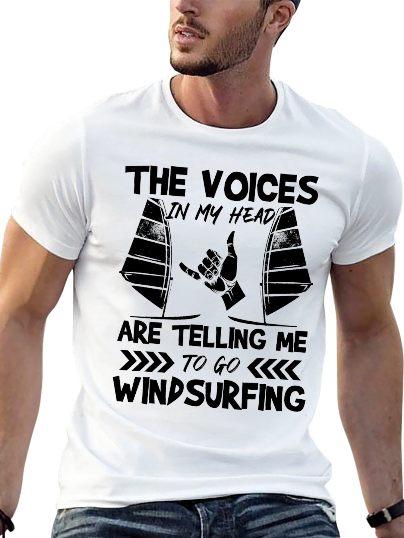 Black Voices in My Head Windsurfing T-Shirt view 13