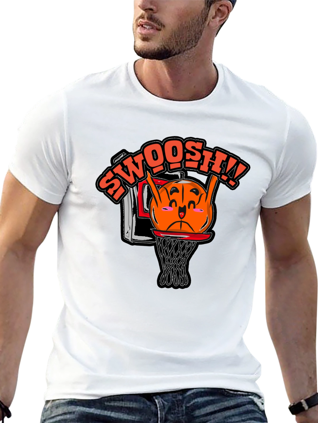 Black Funny Basketball Graphic Tee - Swoosh! view 13