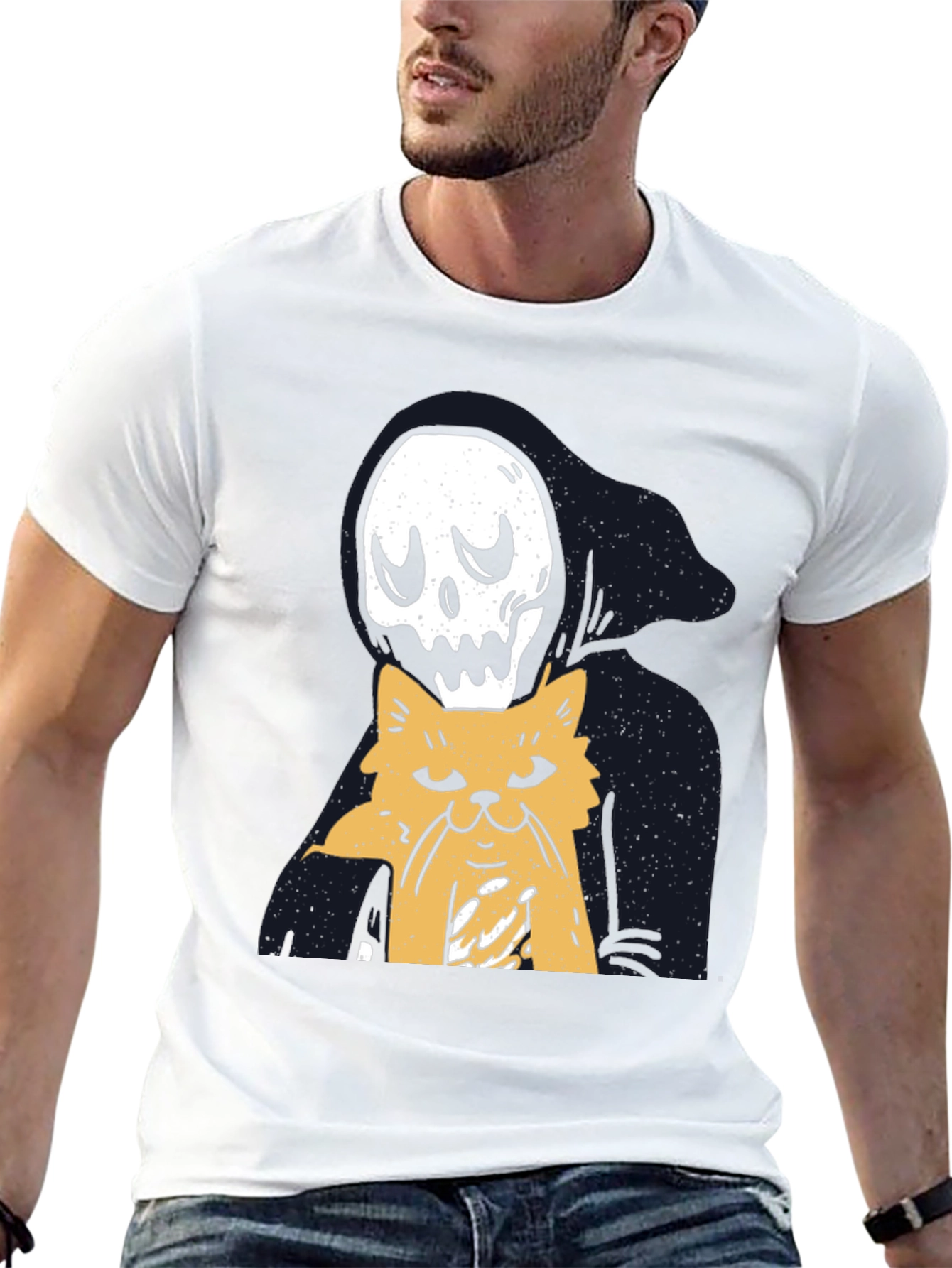 Black Grim Reaper Cat Lover T-Shirt - Black view 13