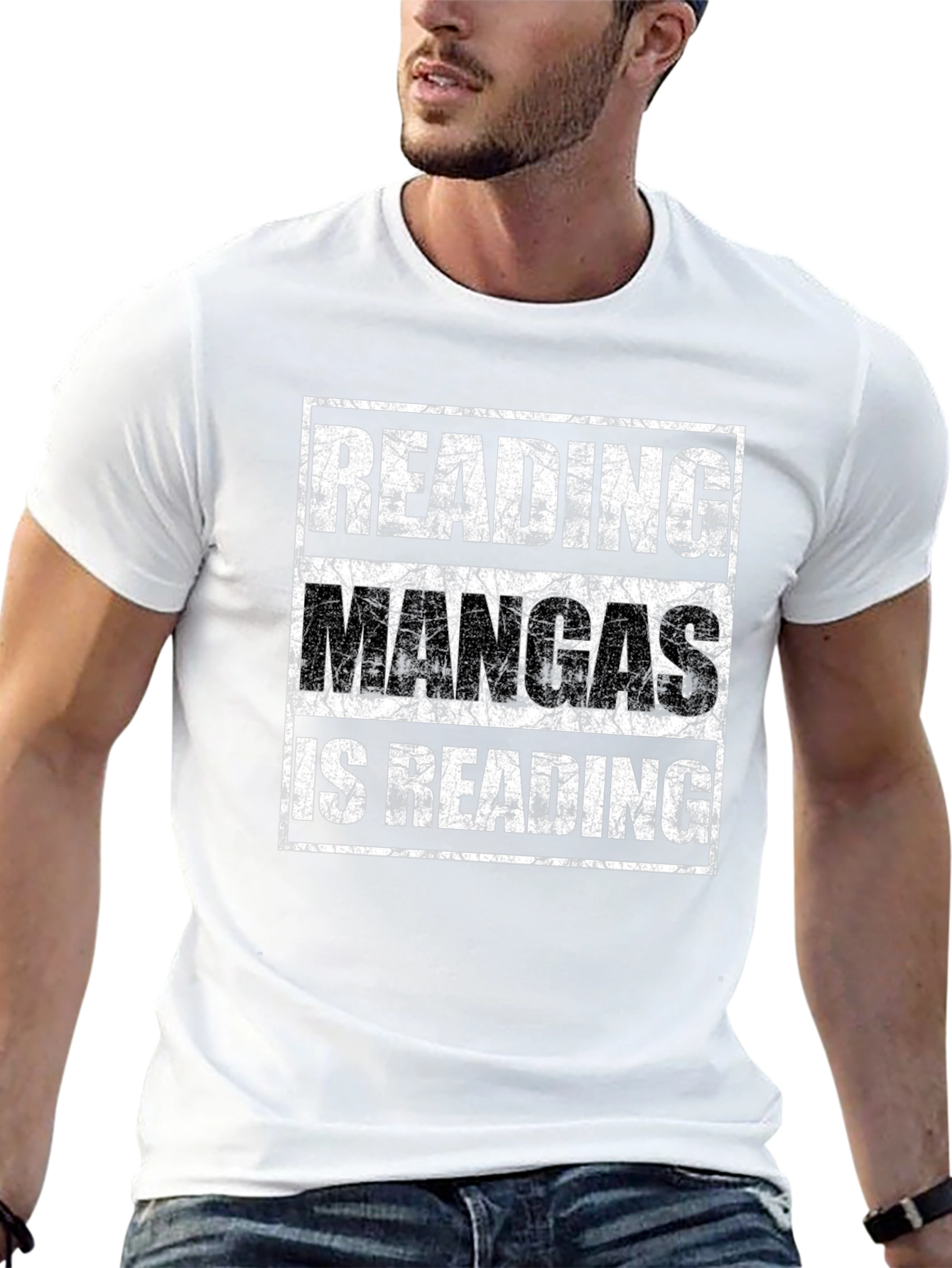 Black Reading Mangas T-Shirt - Funny Novelty Graphic Tee view 13