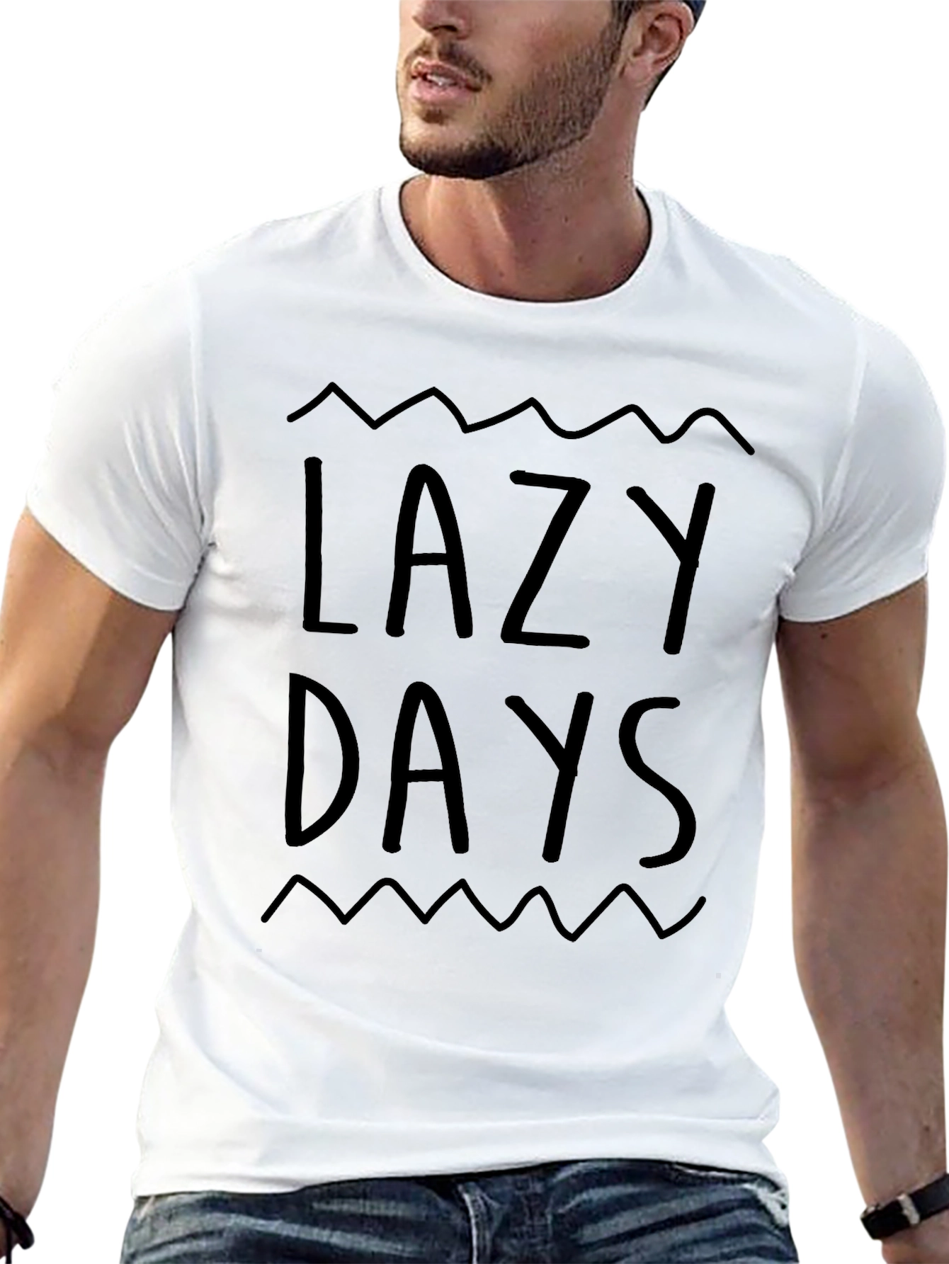 Black Lazy Days Black Graphic Tee - Relaxed Comfort view 13