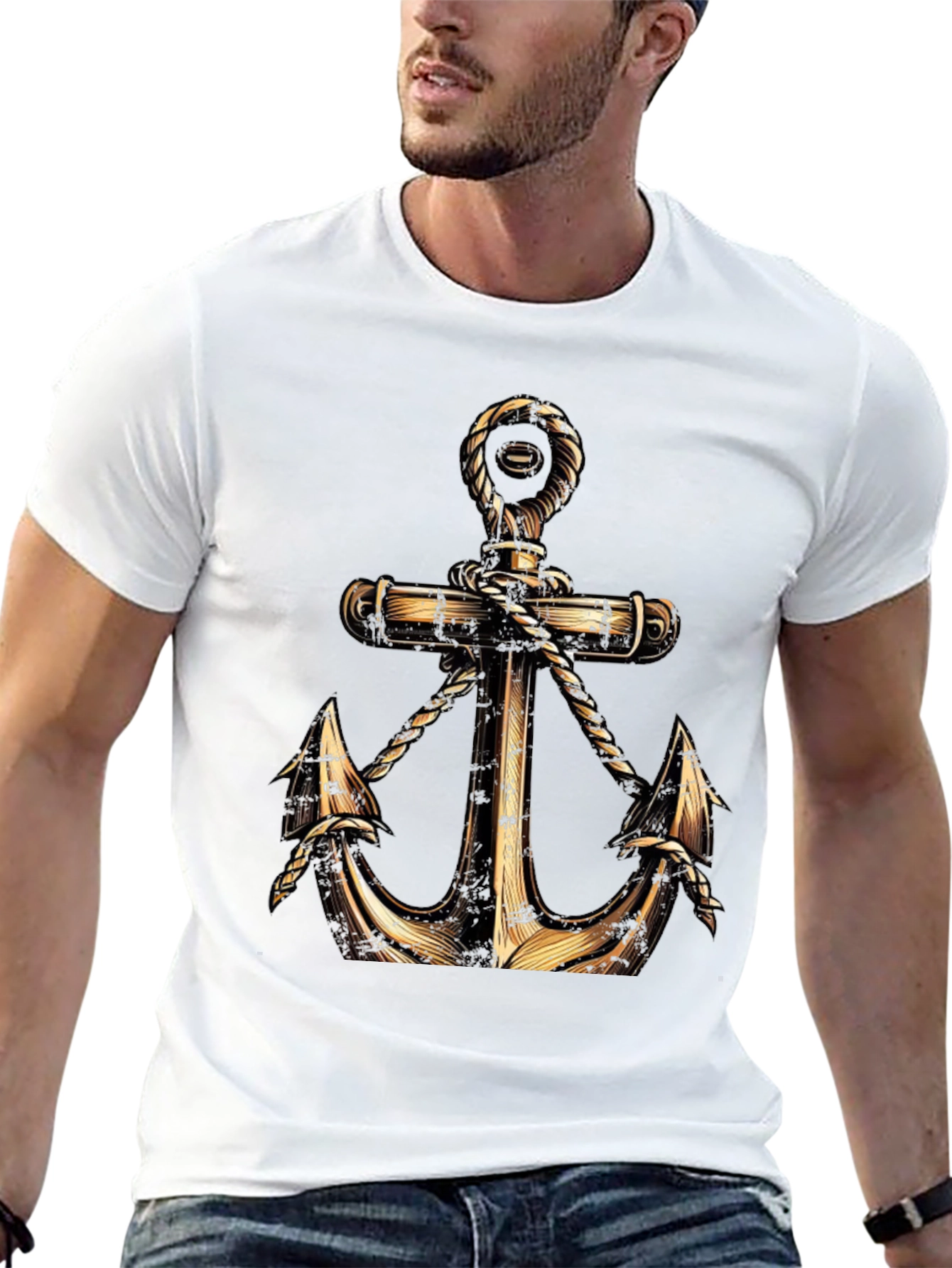 Black Anchor Graphic T-Shirt - Nautical Style view 13