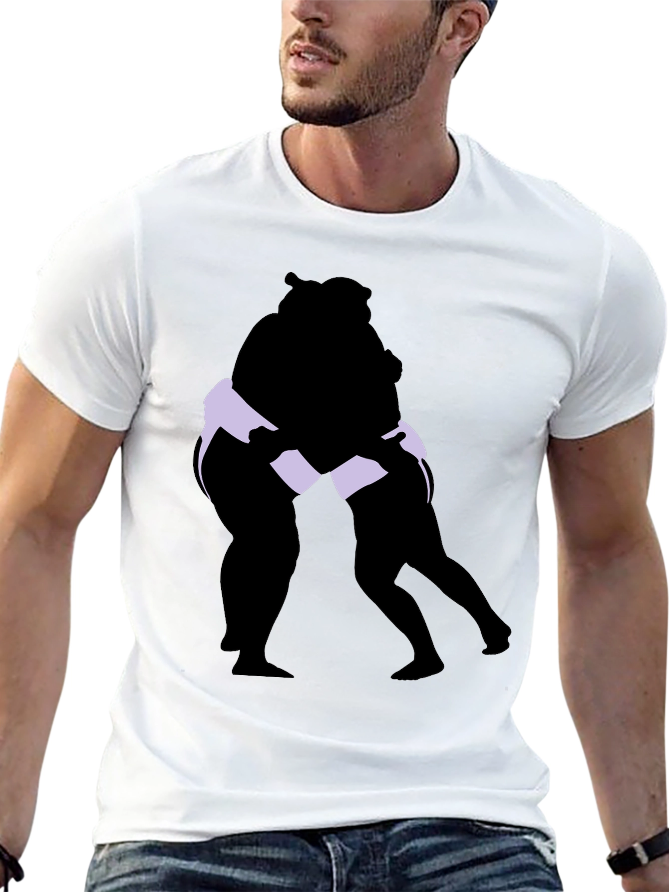 Black Sumo Wrestlers Graphic Tee - Black Cotton Blend view 13