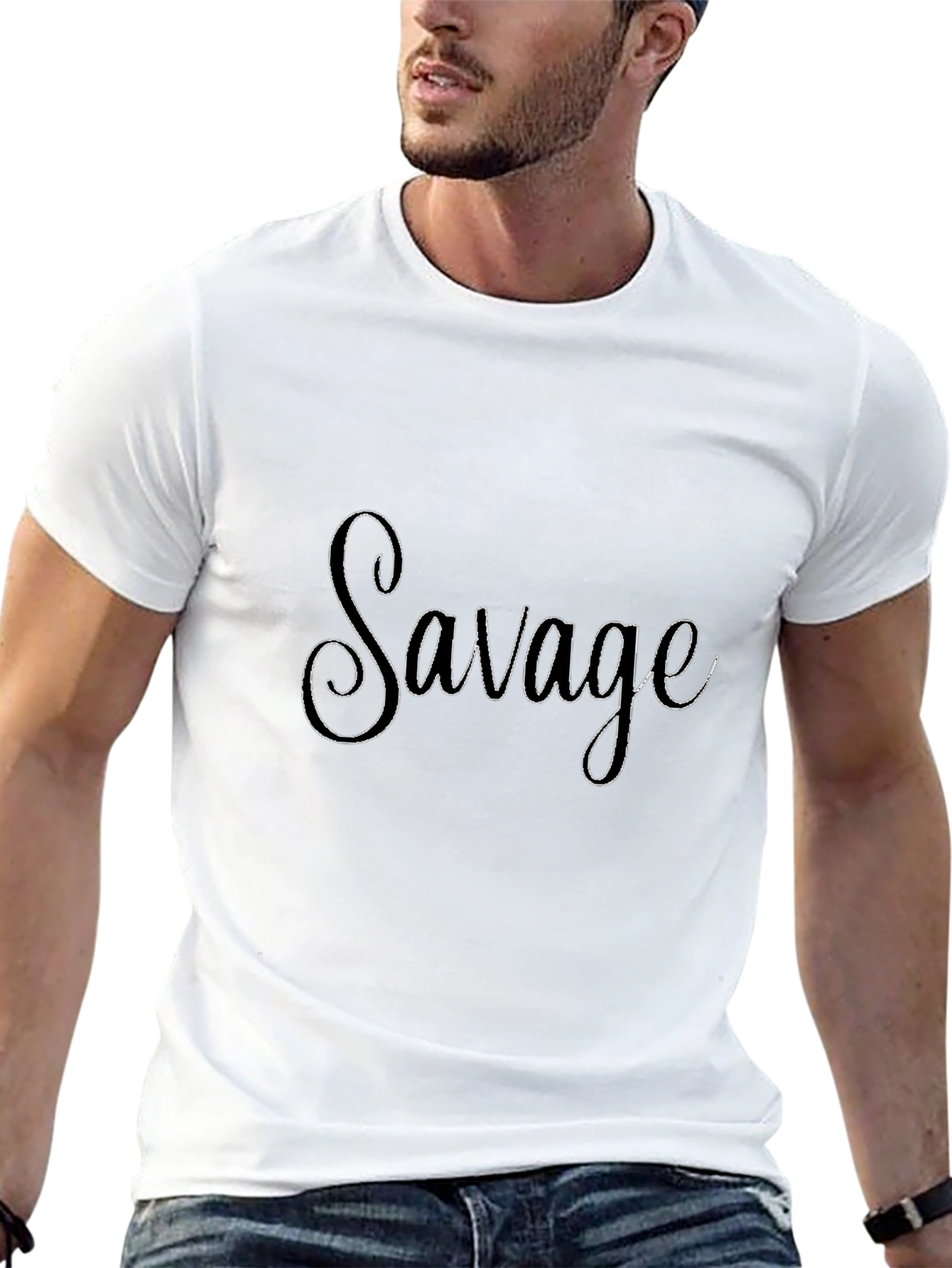 Black Savage Graphic Print Black T-Shirt view 13