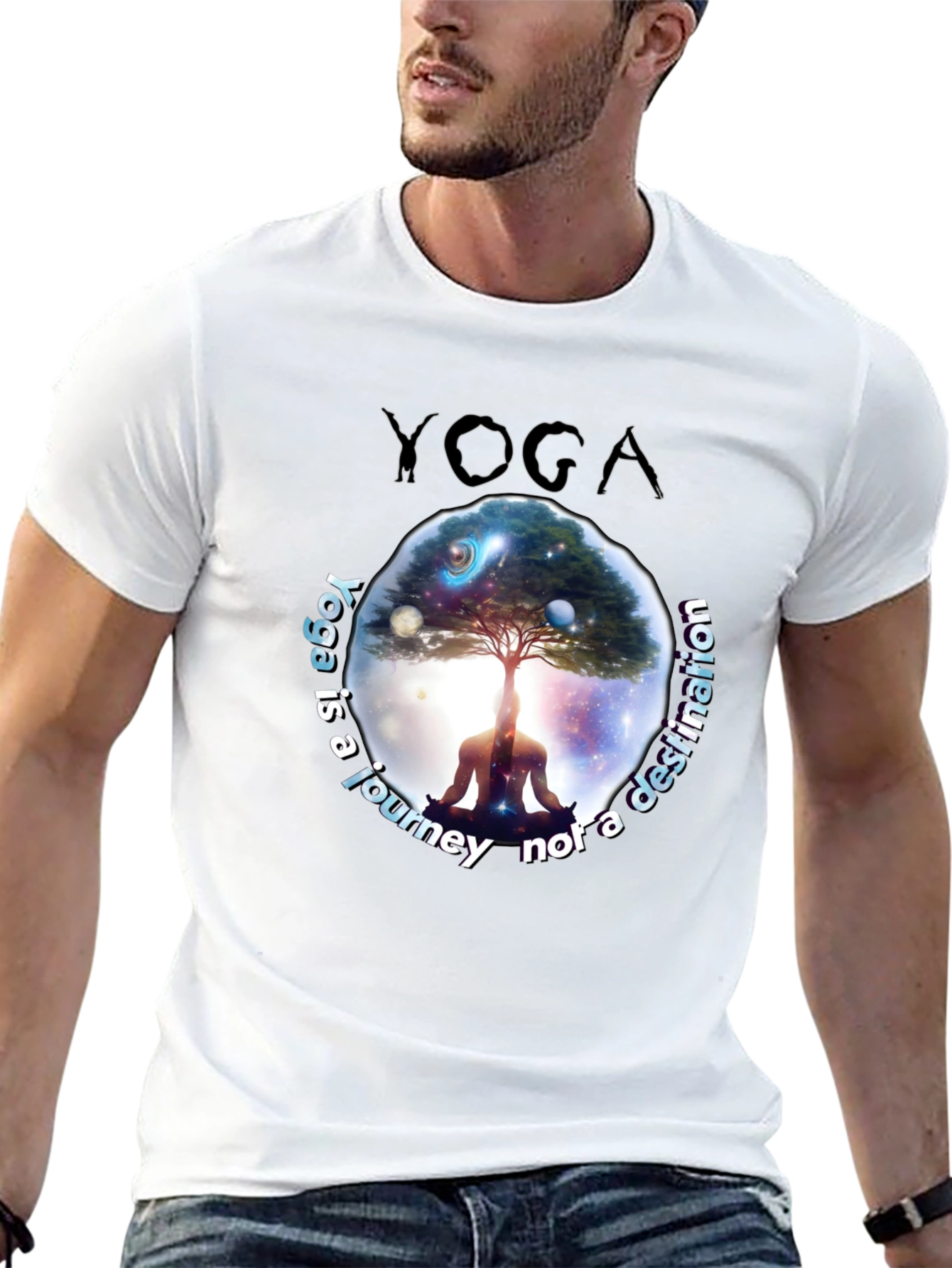 Black Yoga Journey T-Shirt - Meditative Graphic Tee view 13