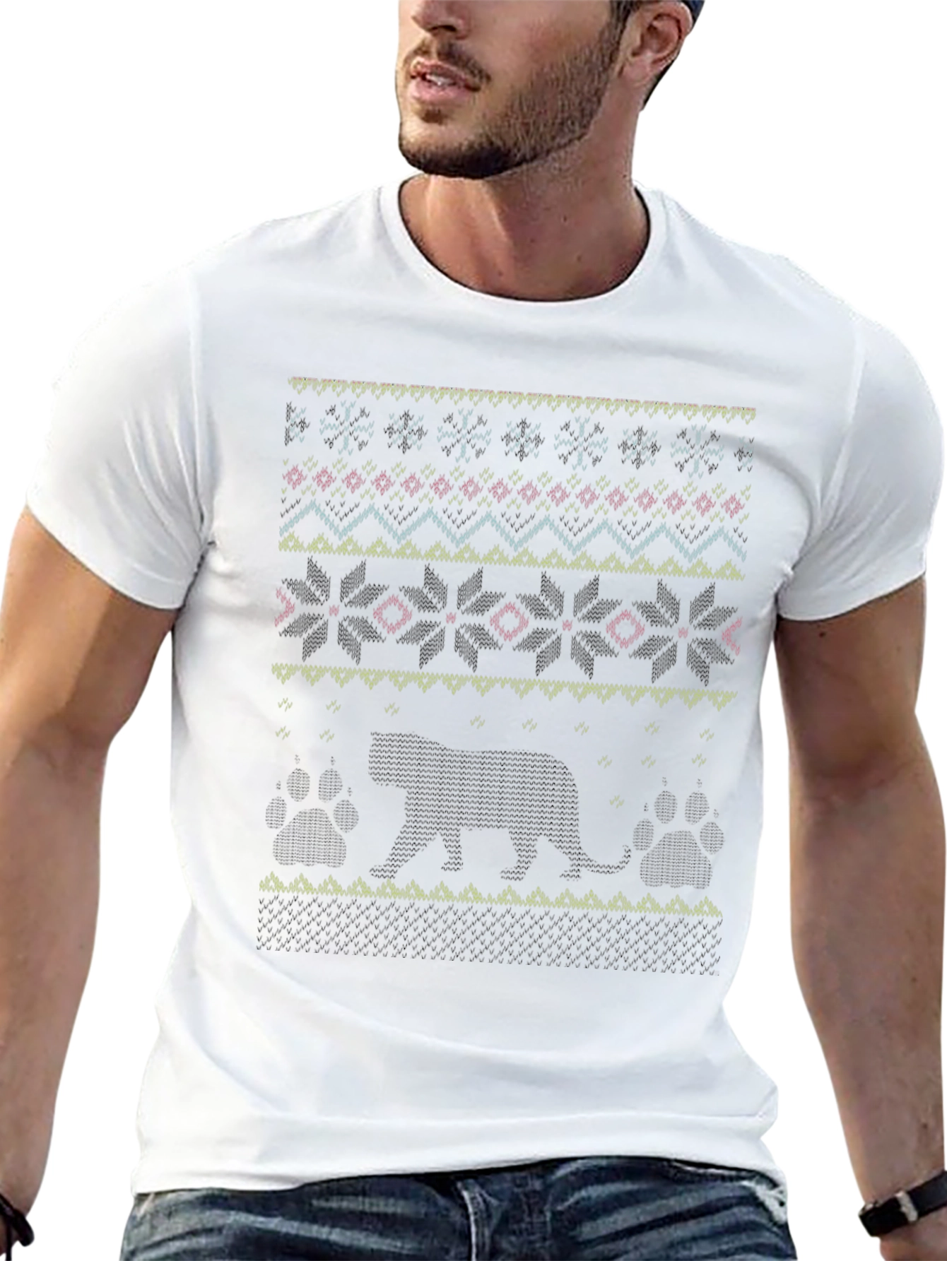 Black Otter Ugly Christmas Sweater T-Shirt view 13