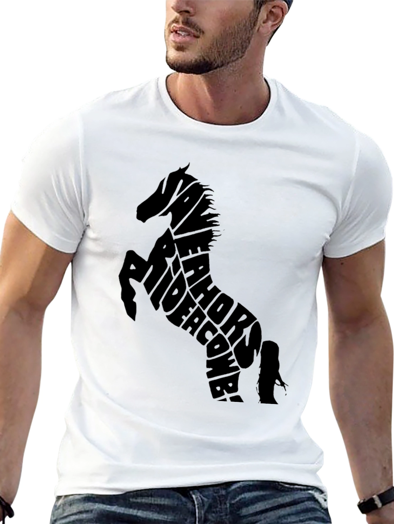 Black Horse Typography Black T-Shirt view 13