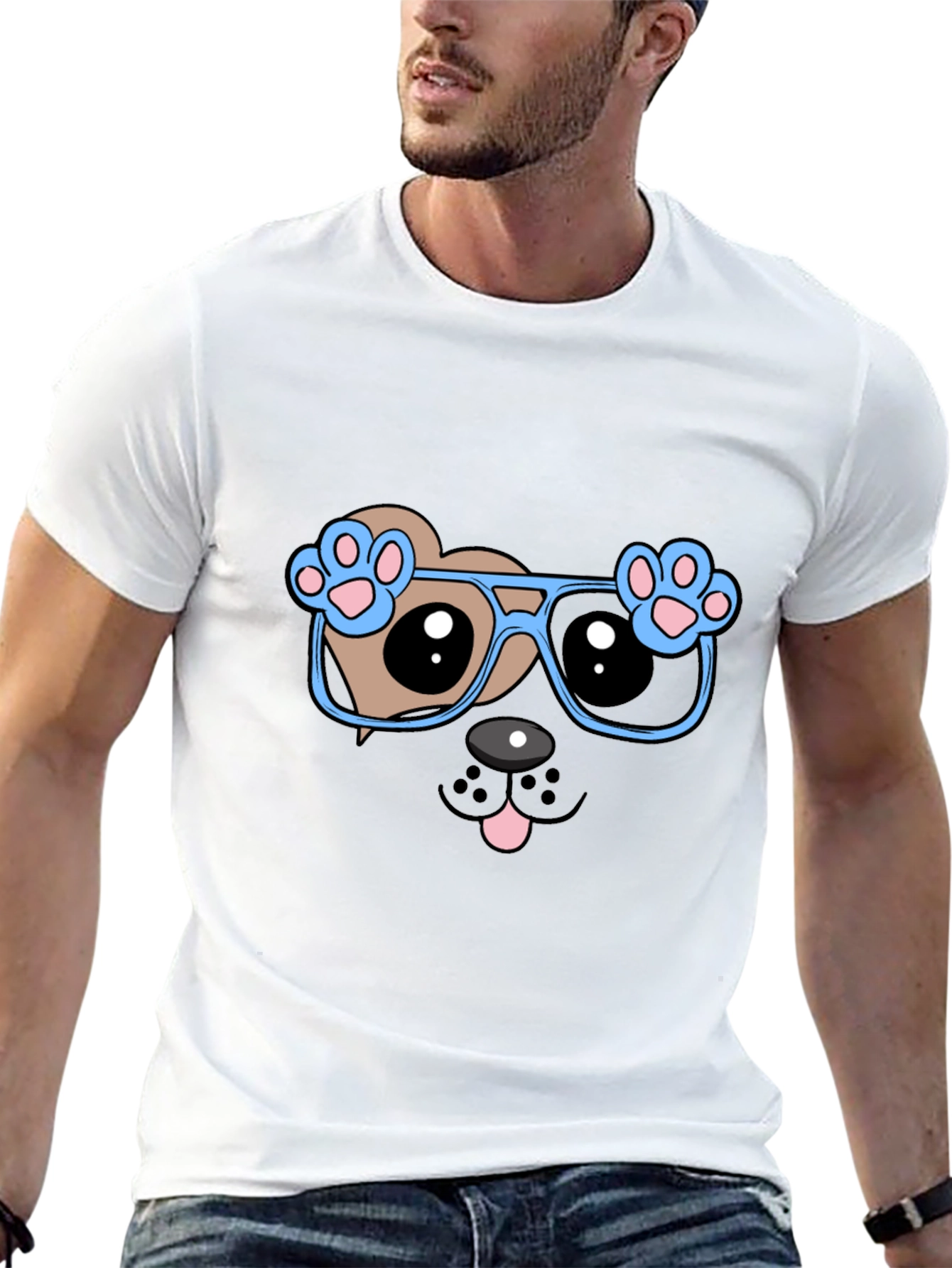 Black Cool Dog with Glasses Graphic Tee view 13