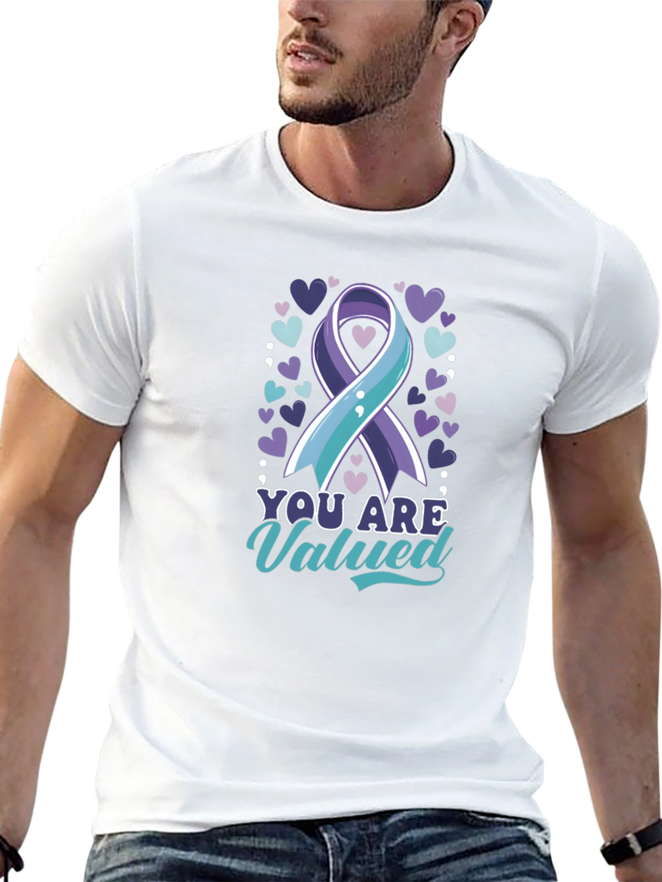 Black You Are Valued Suicide Prevention Awareness T-Shirt view 13