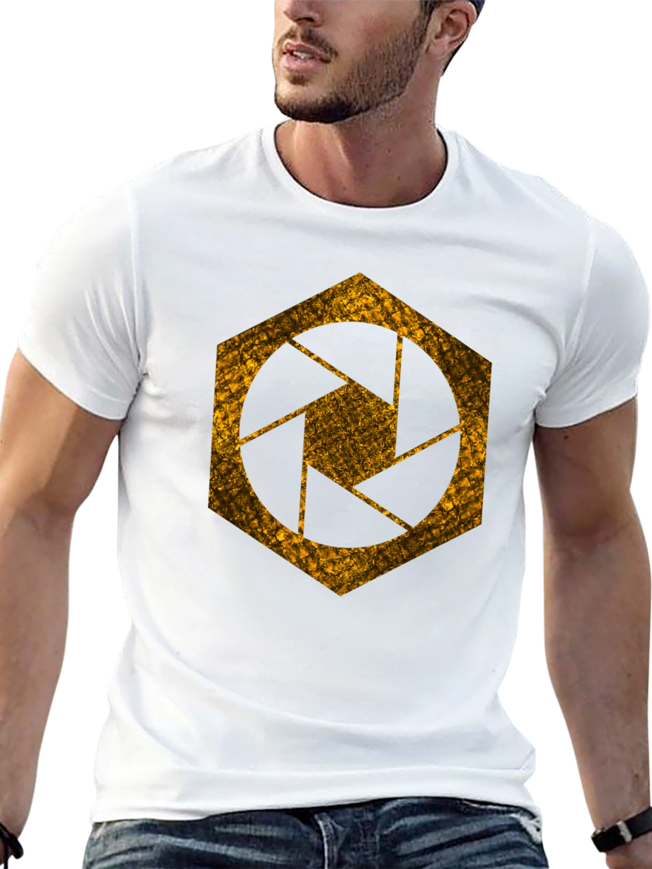 Black Aperture Hexagon T-Shirt - Graphic Tee view 13