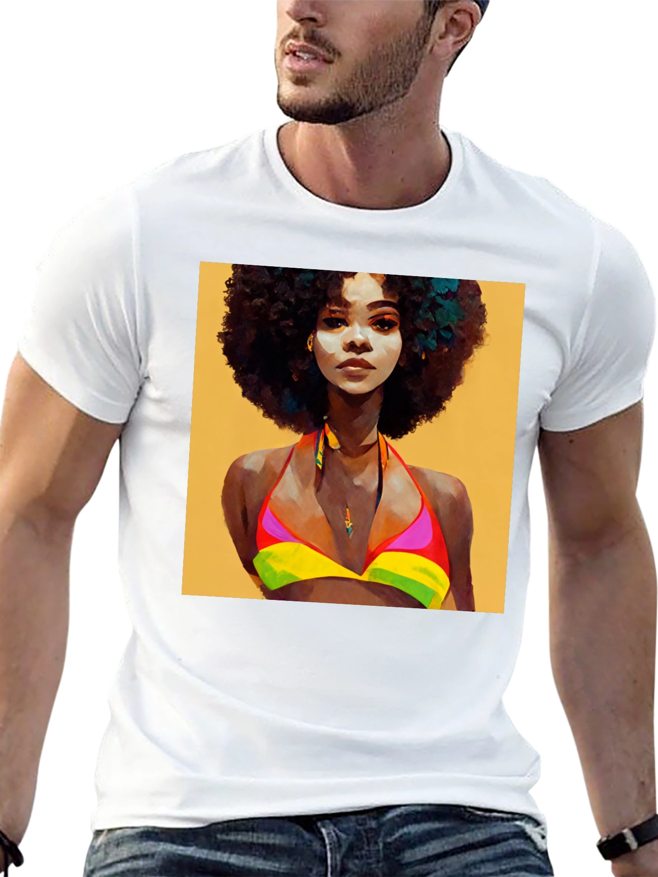 Black Afro Woman Art Graphic T-Shirt view 13