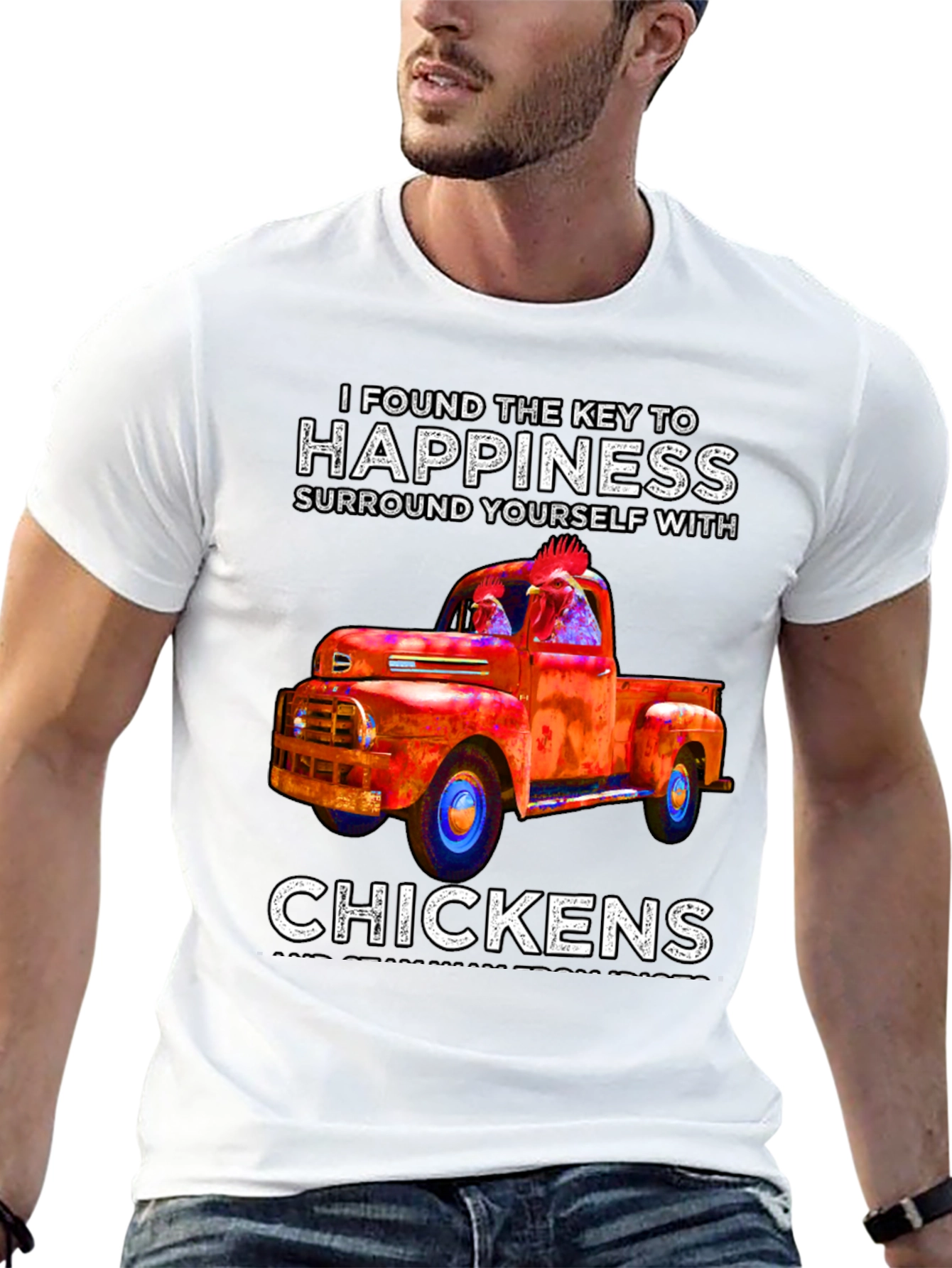 Black Happiness is Chickens Truck T-Shirt view 13