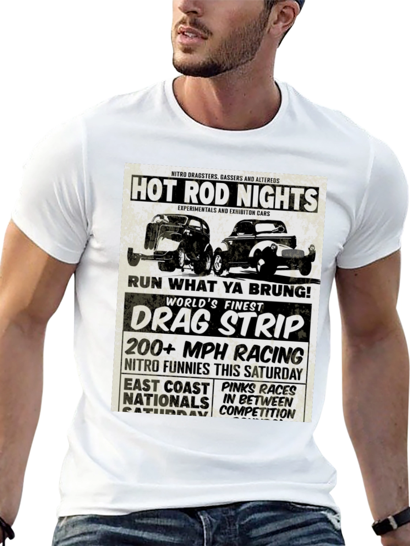 Black Hot Rod Nights Drag Racing T-Shirt view 13