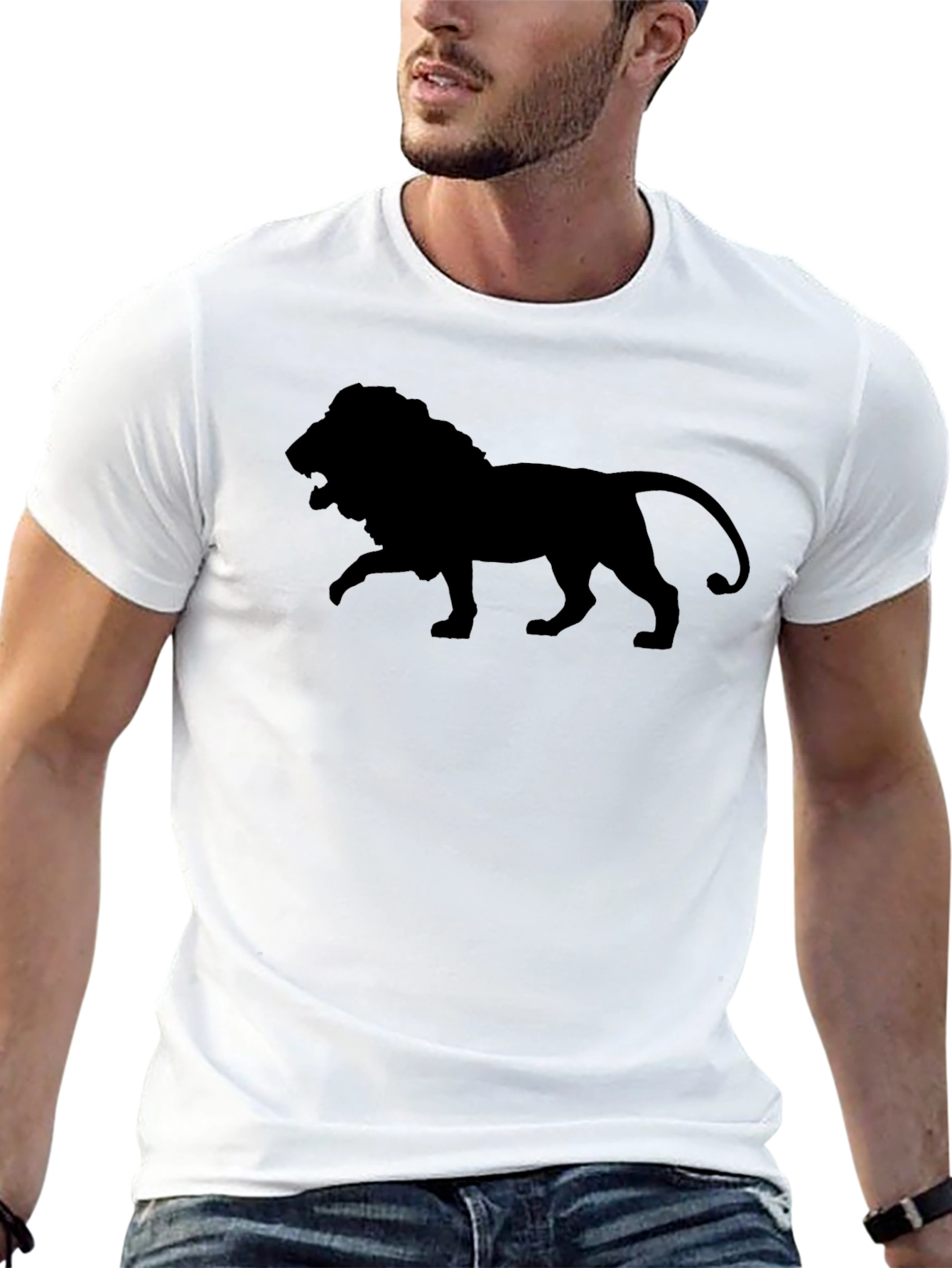 Black Lion Silhouette Black T-Shirt view 13