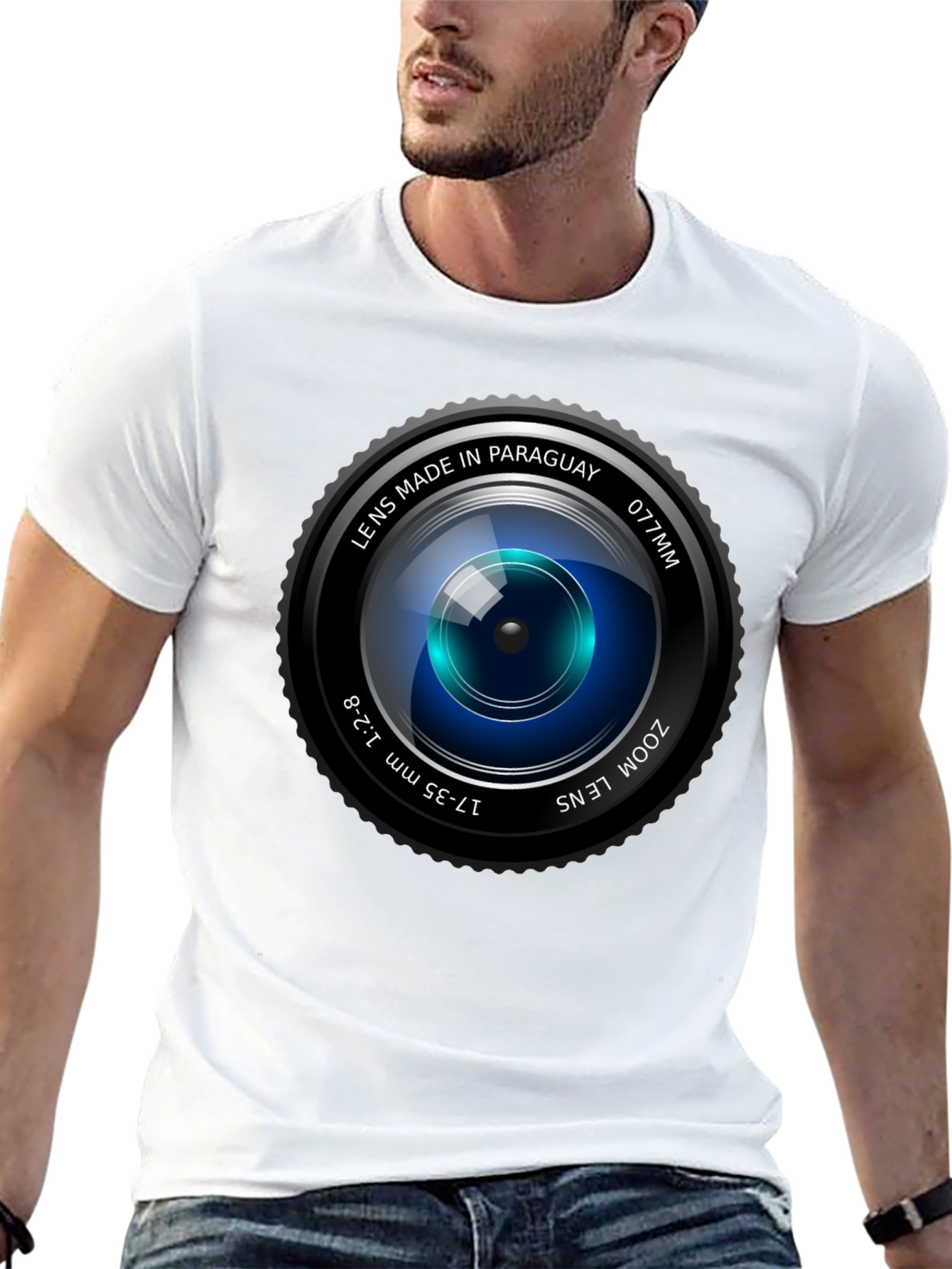 Black Camera Lens Graphic Print Crew Neck T-Shirt view 13