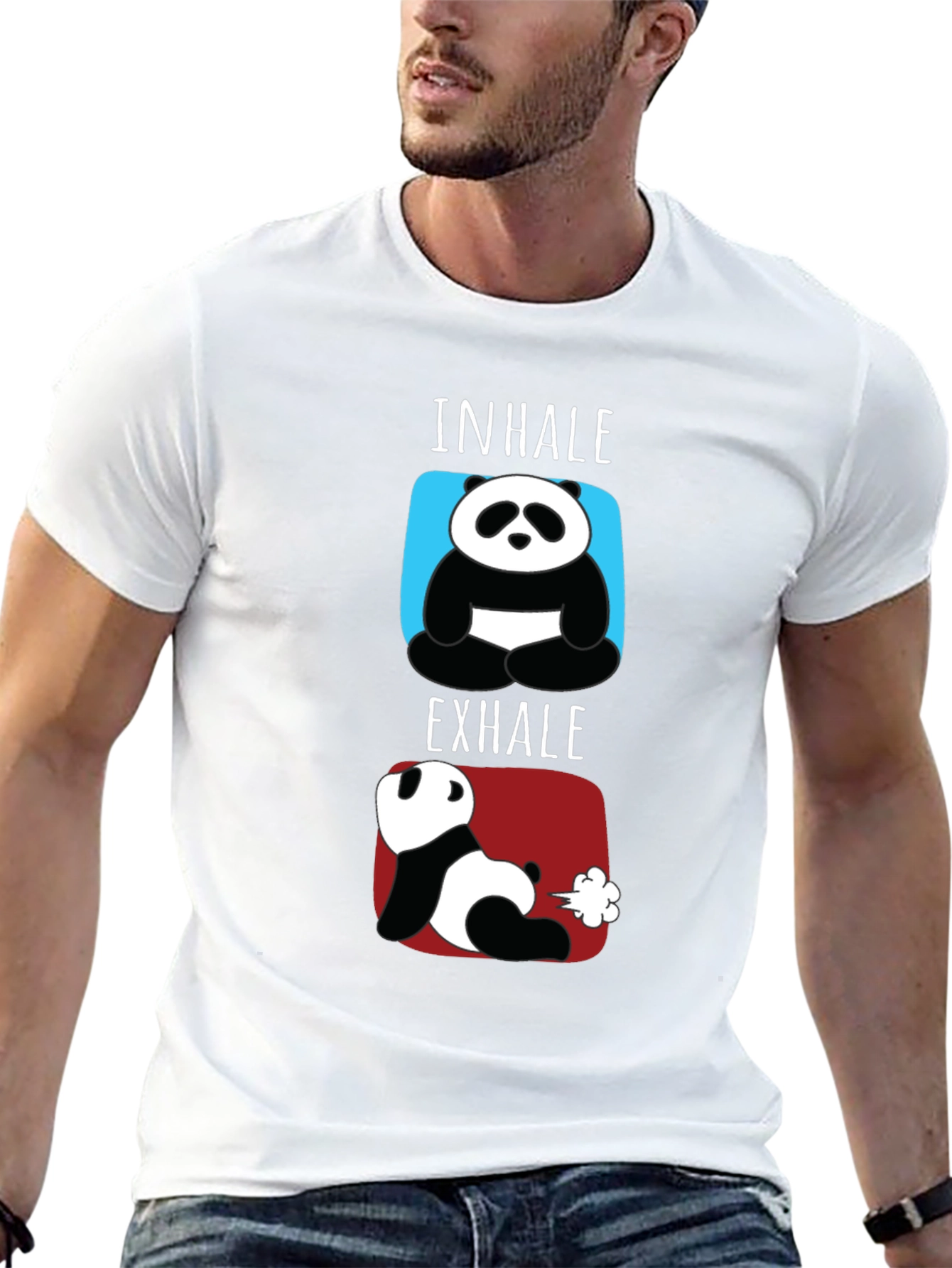 Black Inhale Exhale Funny Panda T-Shirt view 13