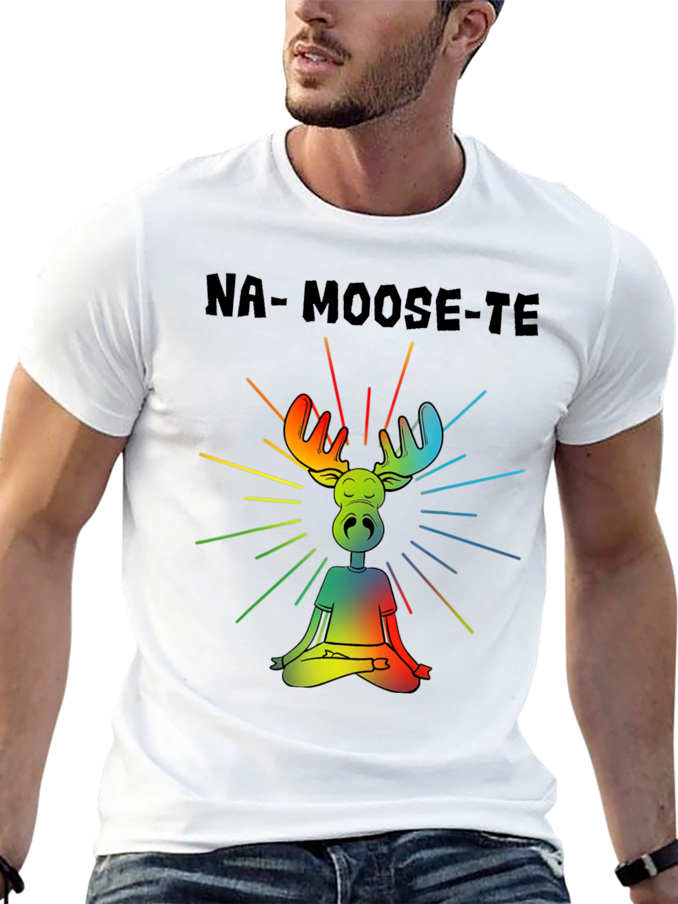 Black Na-Moose-Te T-Shirt - Yoga Moose Design view 13