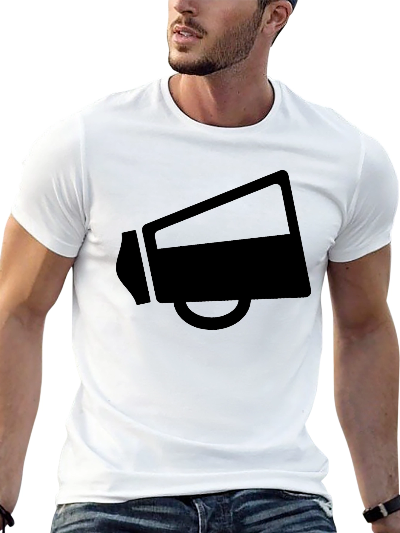 Black Black Megaphone Graphic T-Shirt Casual Wear view 13