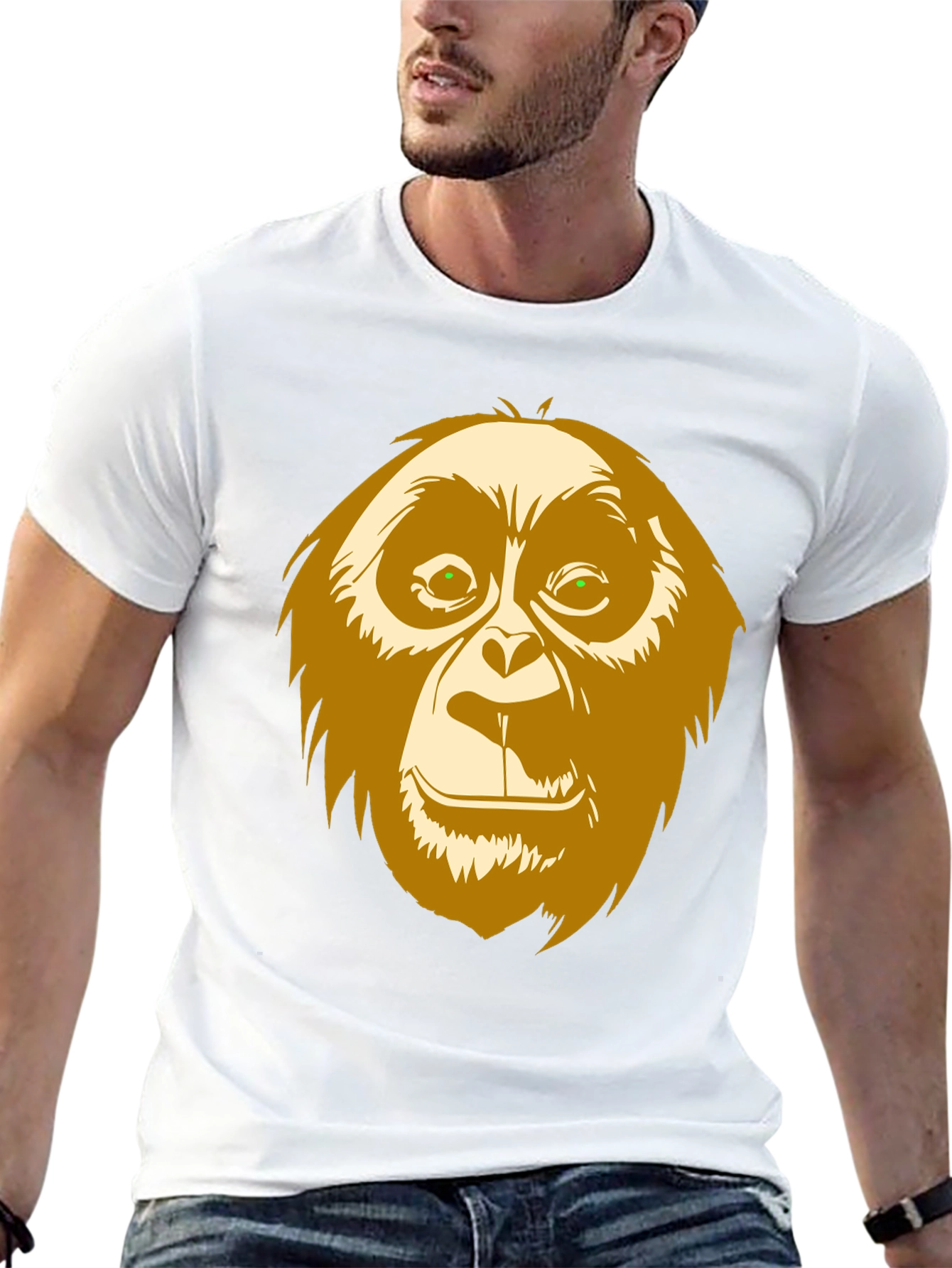 Black Orangutan Graphic Print Black T-Shirt view 13