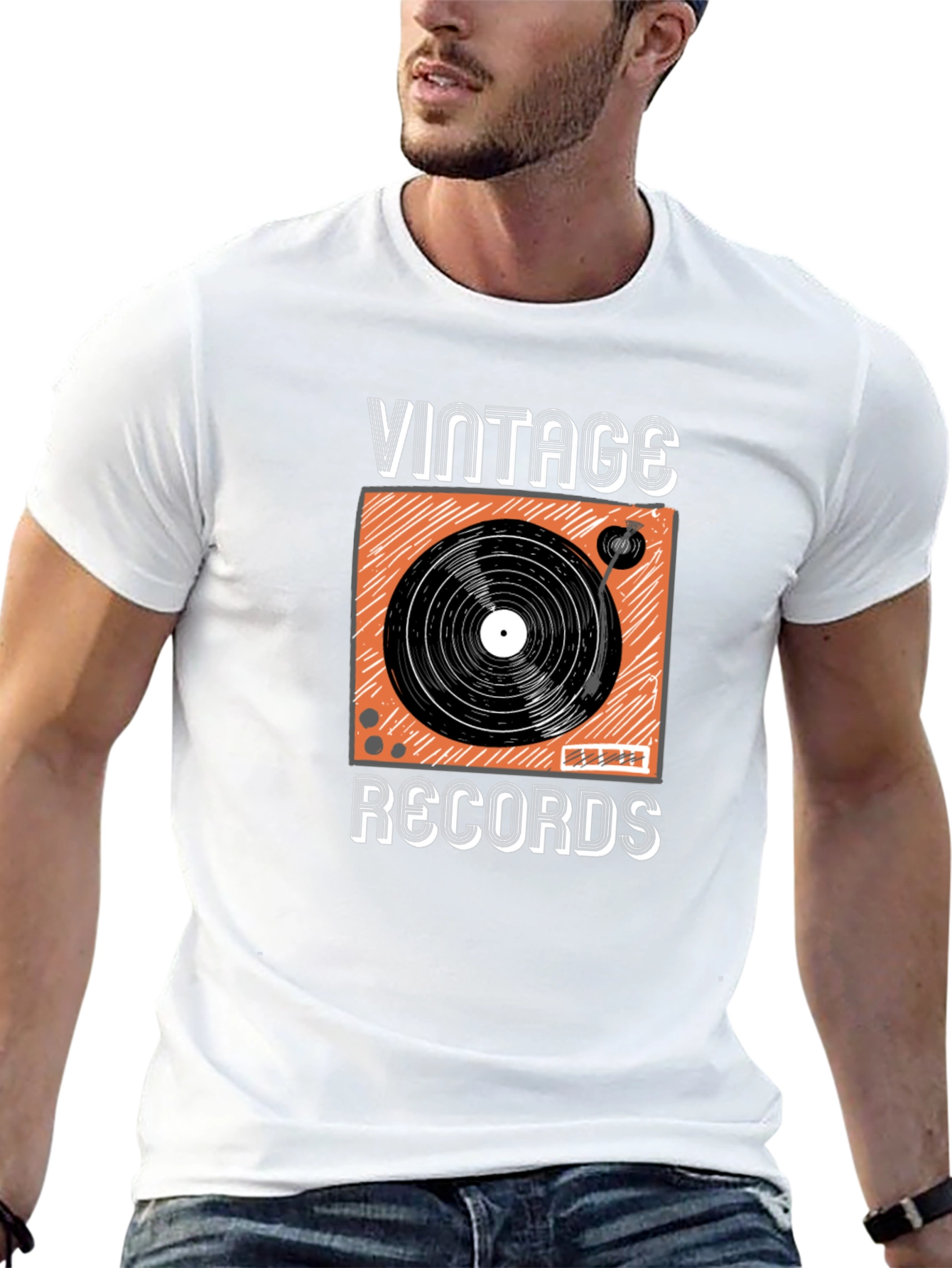 Black Vintage Records Graphic T-Shirt - Classic Retro Style view 13