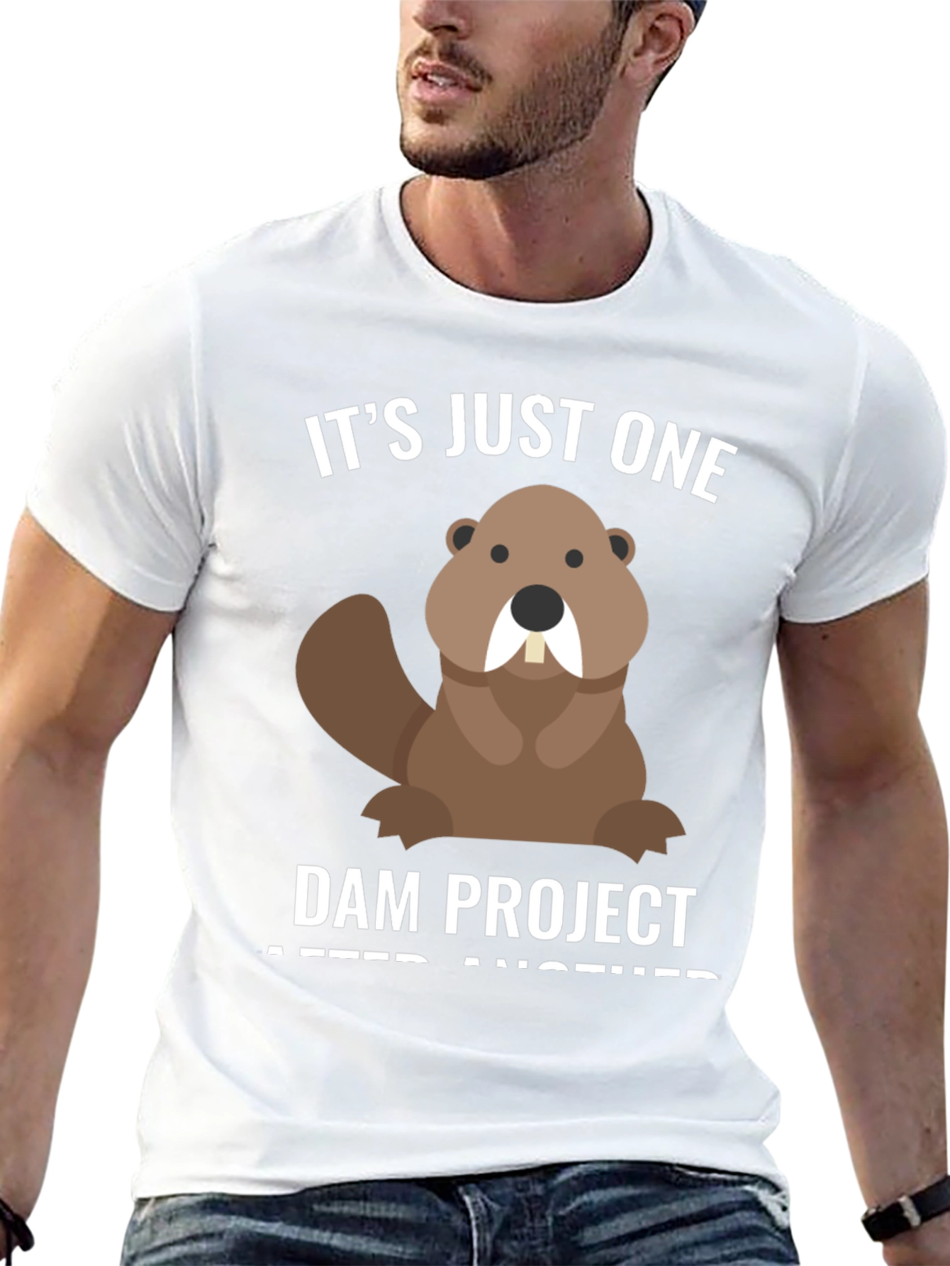Black Funny Beaver T-Shirt - Dam Project Tee view 13